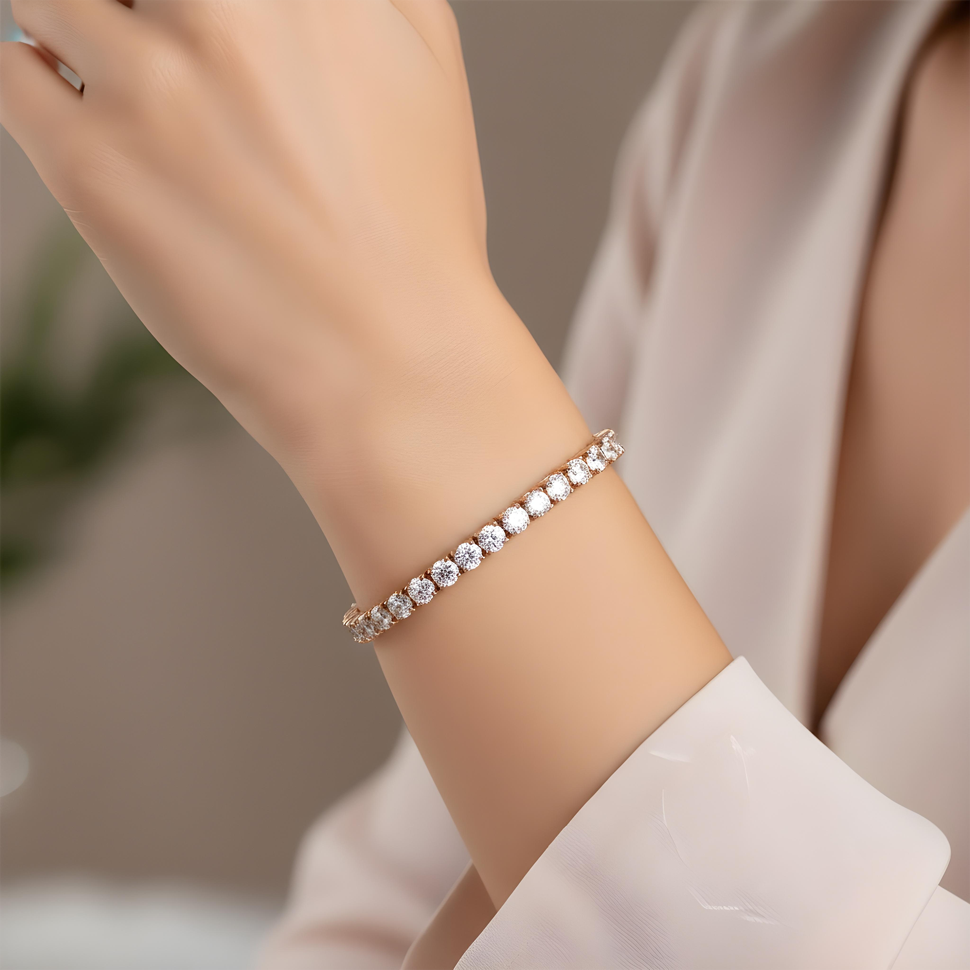 14K White Gold Round Diamond Tennis Bracelet 14.20ct