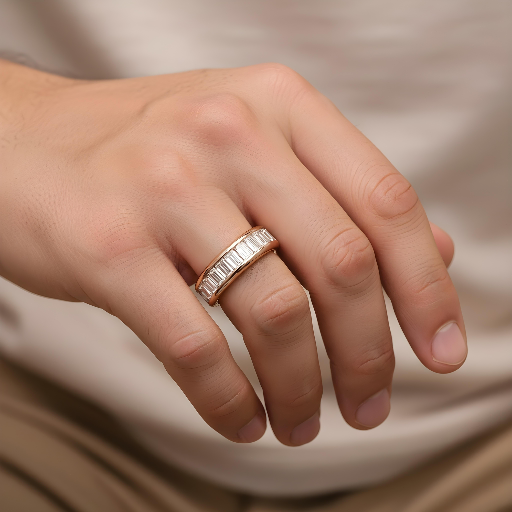 14K White Gold Channel Set Emerald Cut Diamond Eternity Ring 5.90ct