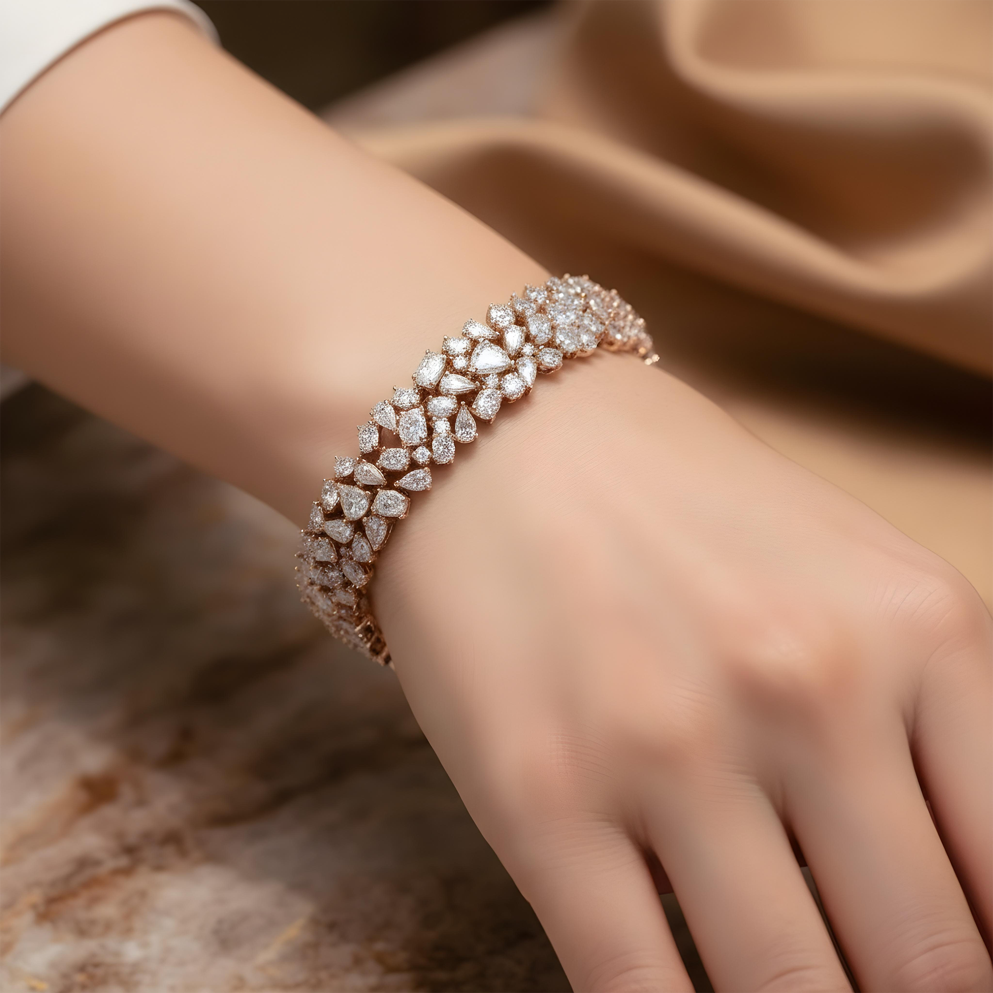 14K White Gold Multi Cut Diamond Bracelet 15.28ct (1 of 3 matching set)