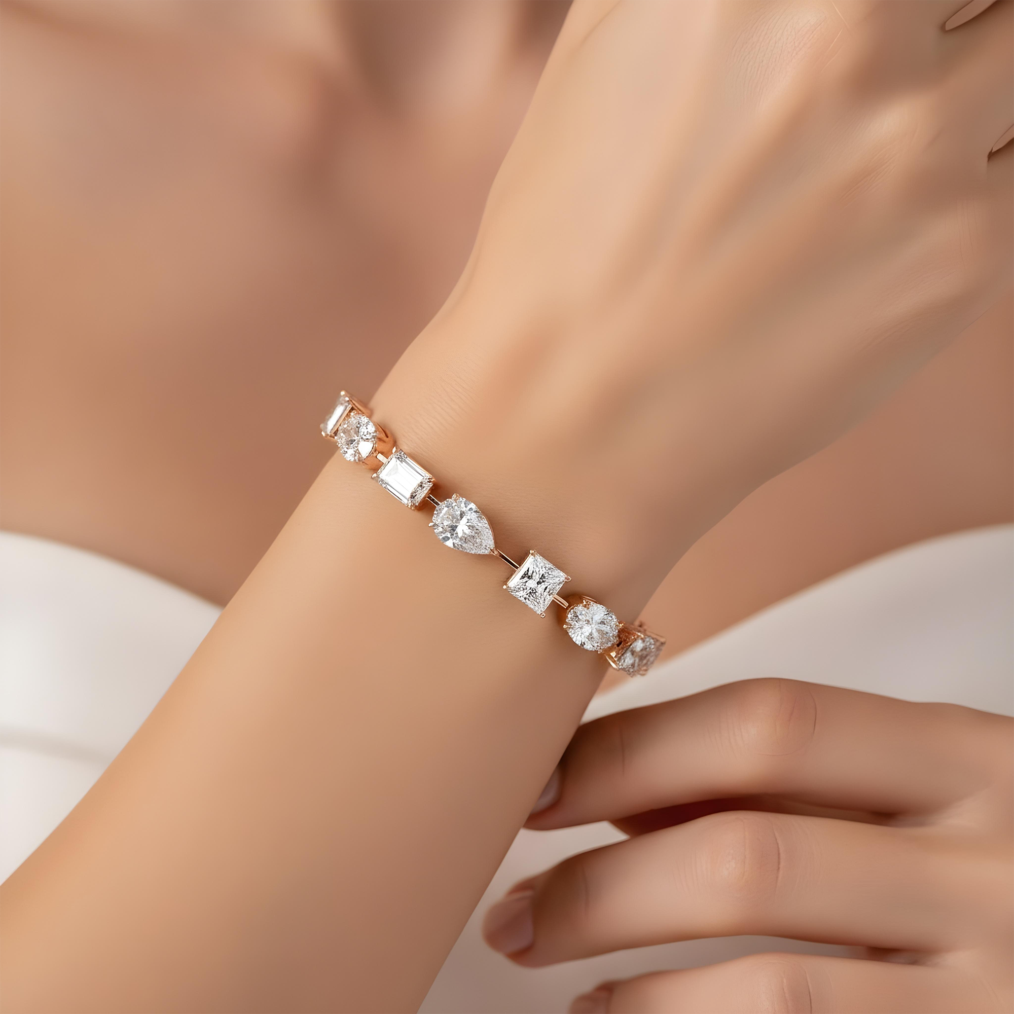14K White Gold Multi Cut Diamond Bracelet 25.05ct