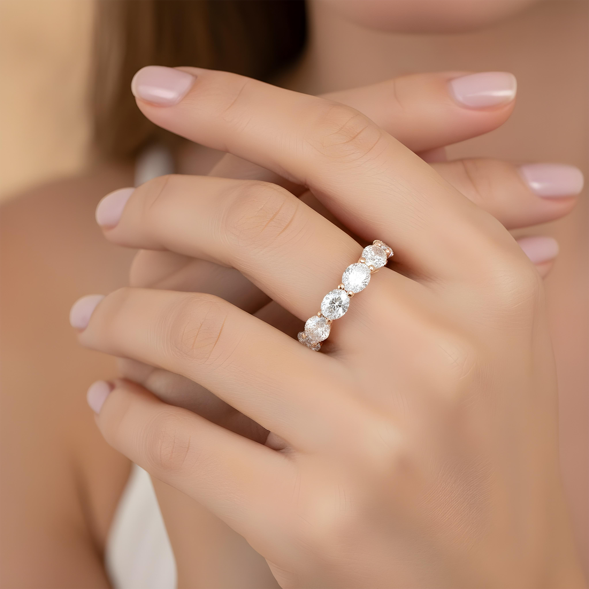Platinum Horizontal Oval Cut Diamond Eternity ring 5.48ct (size 4.75)