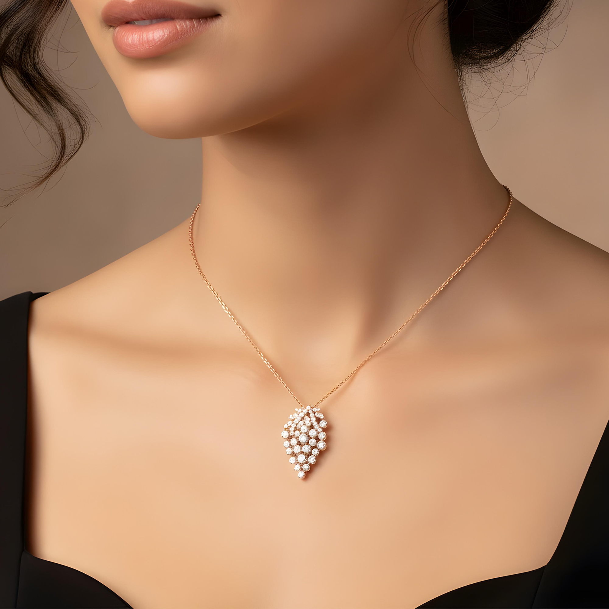 White Gold Diamond Berry Pendant & Chain Necklace 1.63ct