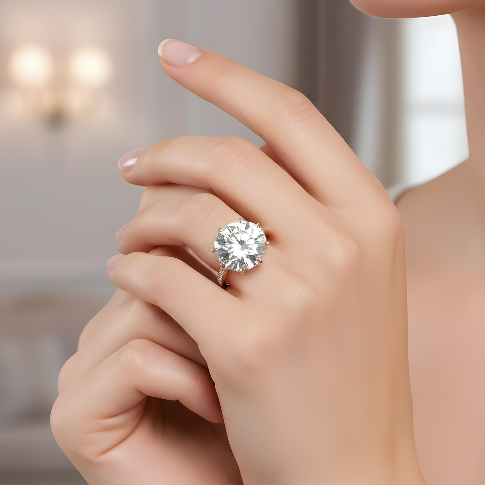 Platinum 14.31ct Round Diamond Engagement Ring 15.81ctw