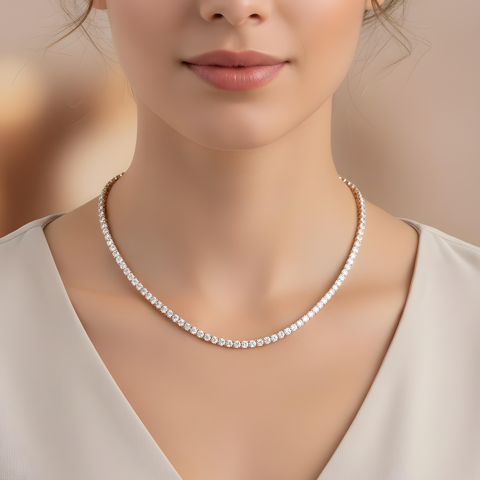 14K Yellow Gold Round Diamond Tennis Chain 53.50ct
