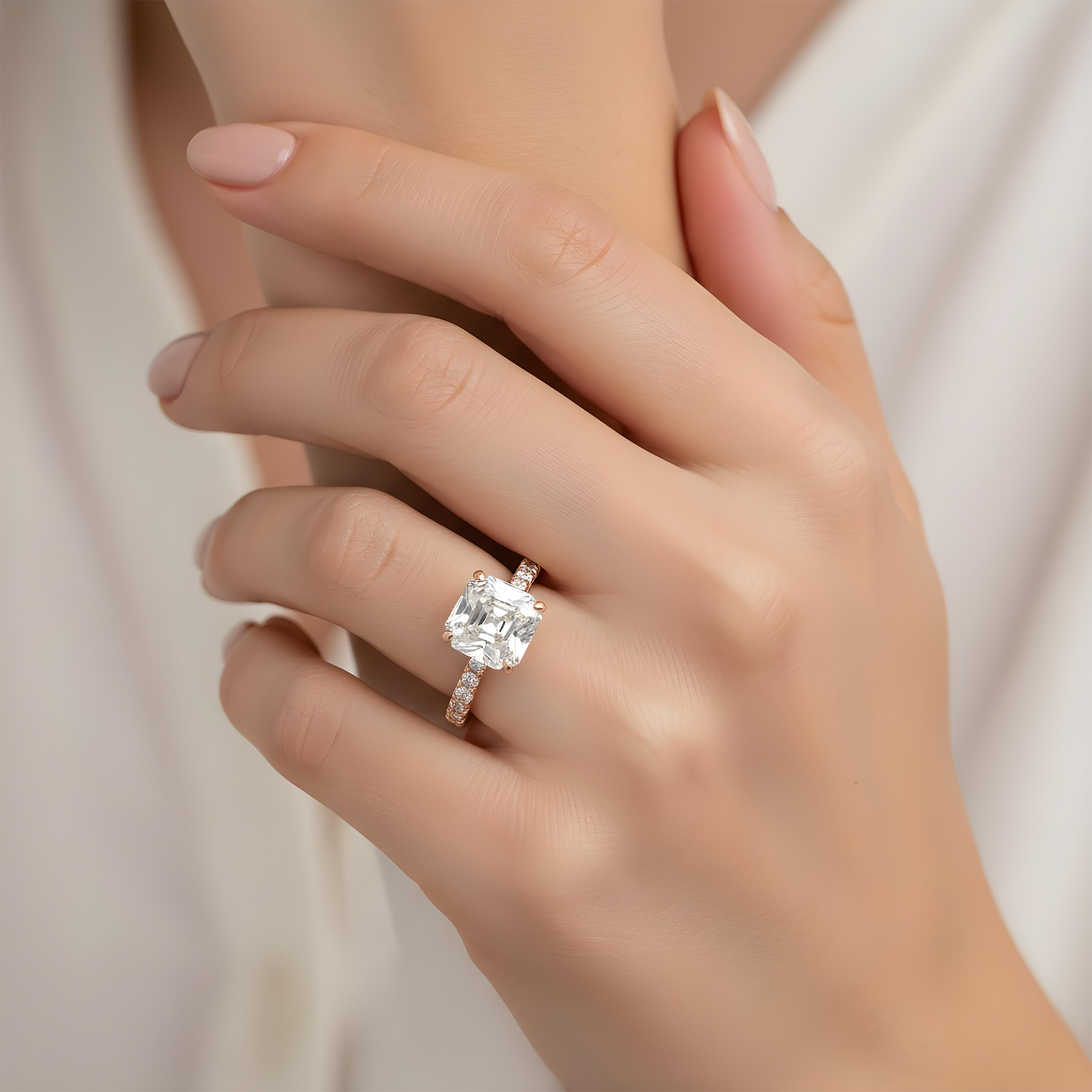 GIA Platinum 6.28ct Asscher Cut Diamond Engagement Ring 7.09ctw