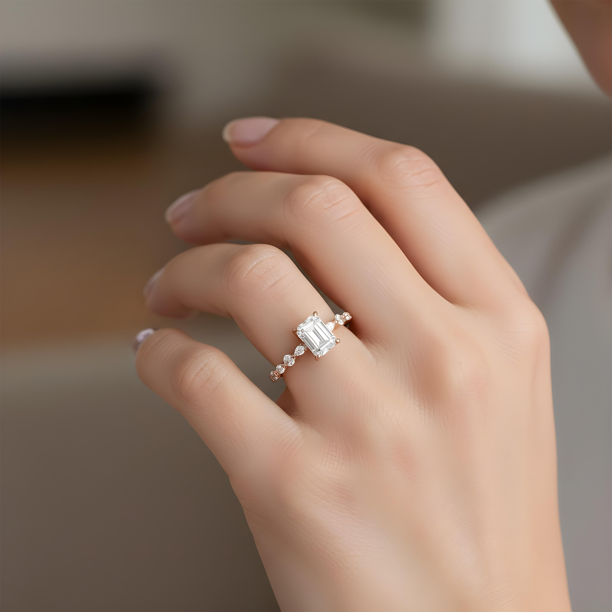 GIA 18K White Gold 3.01ct Emerald Cut Diamond Engagement Ring 3.93ctw