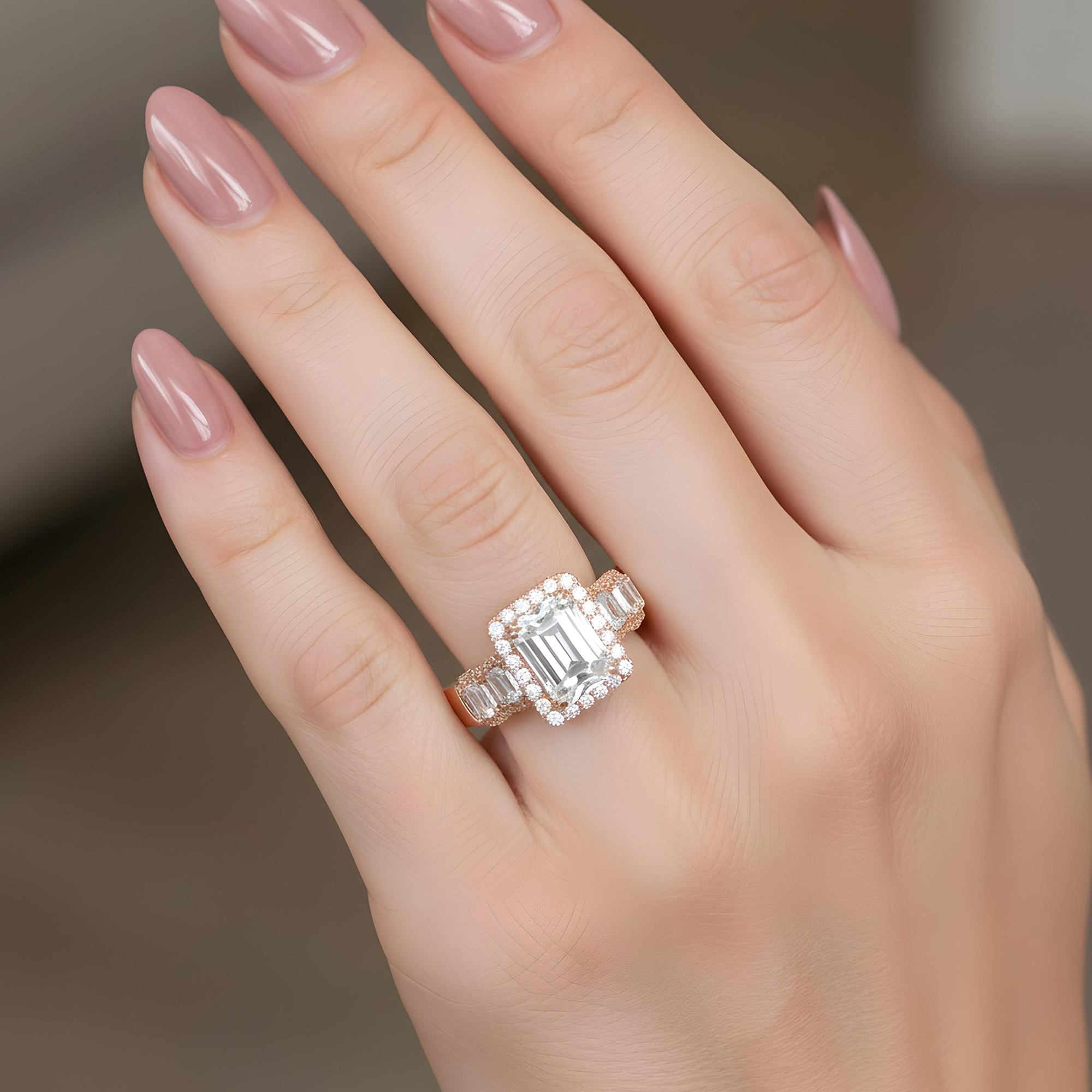 GIA 18K White Gold Emerald Cut Diamond Engagement Ring 6.76ctw