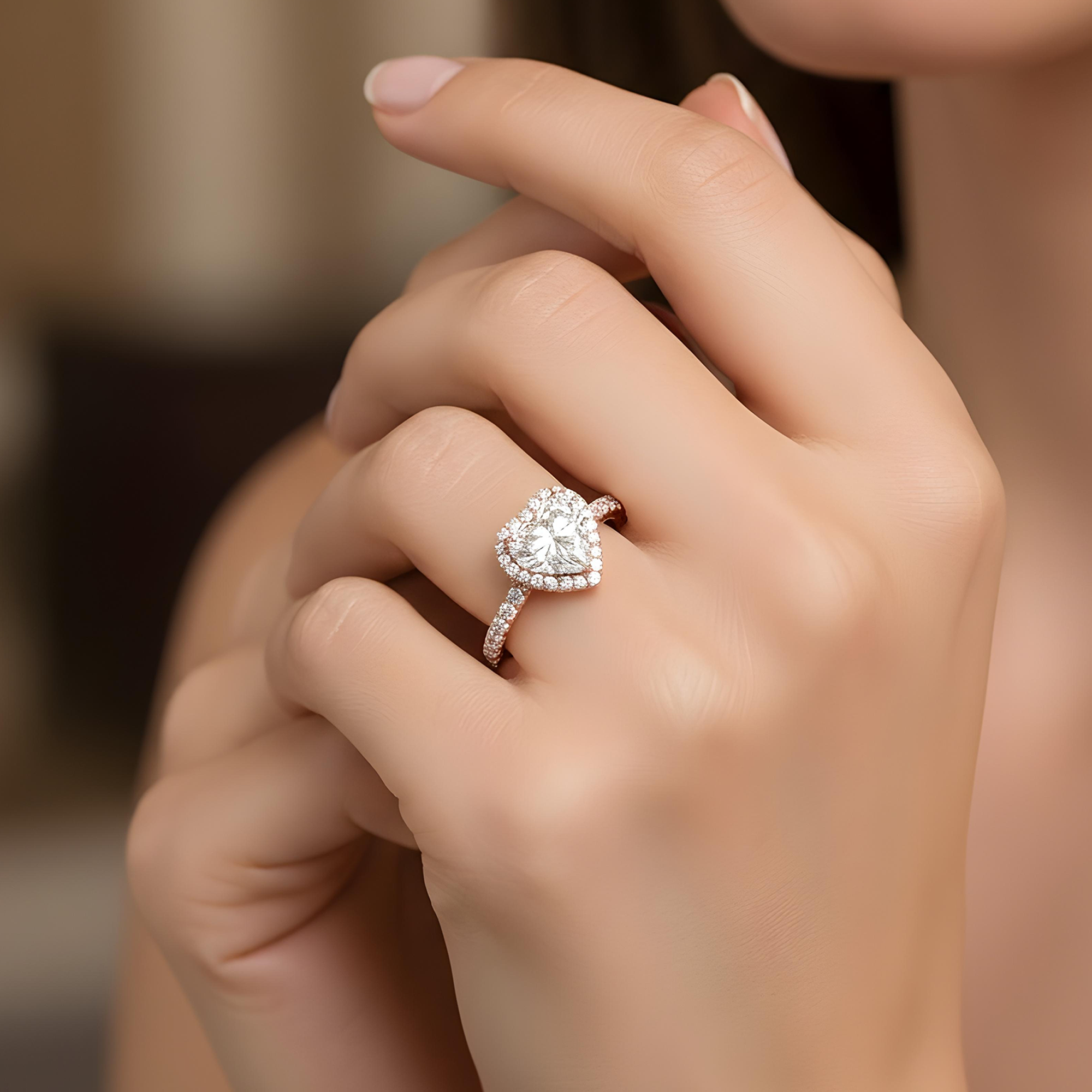 GIA Platinum 2.01ct Heart Cut Diamond Engagement Ring 2.71ctw