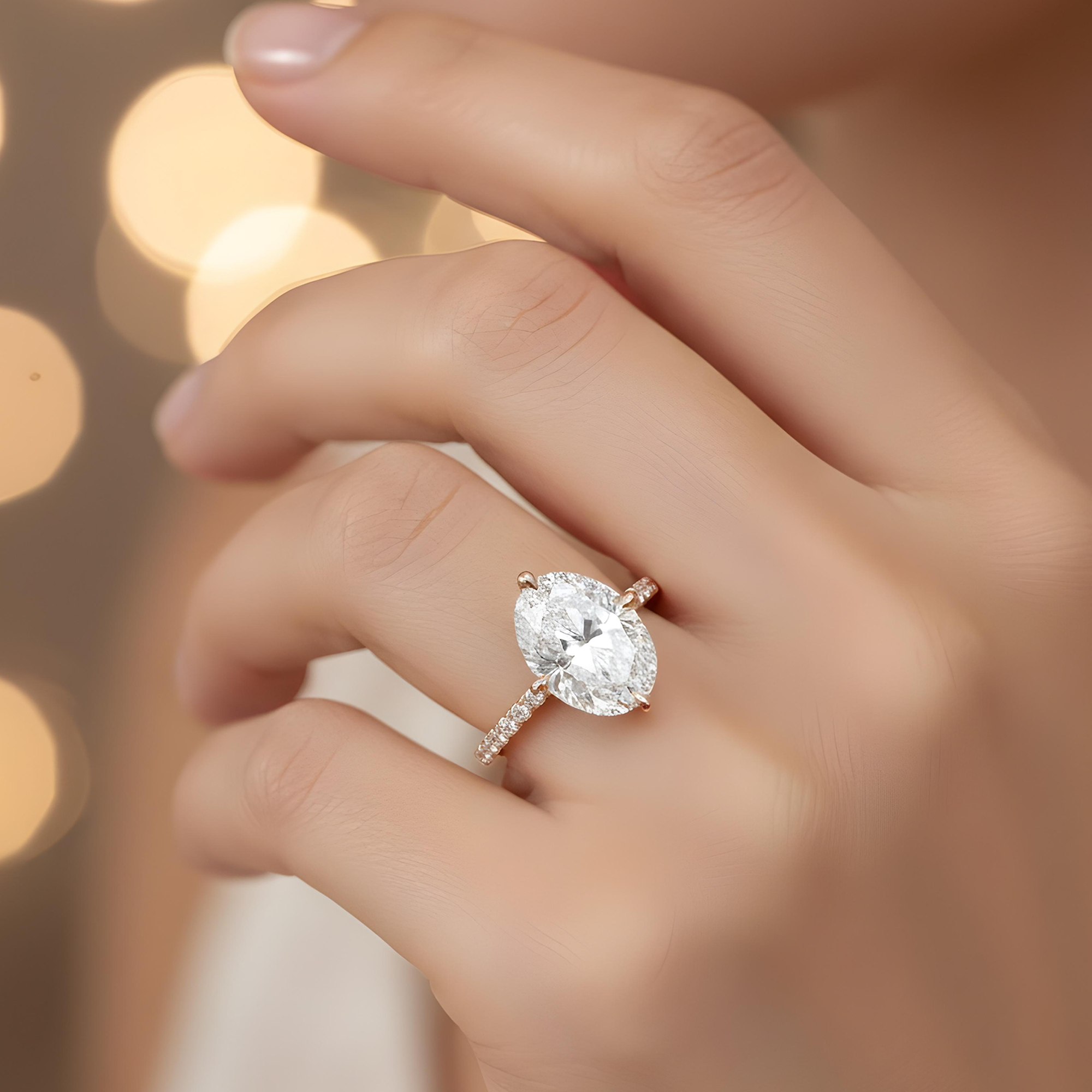 GIA Platinum 5ct Oval Cut Diamond Engagement Ring 5.75ctw