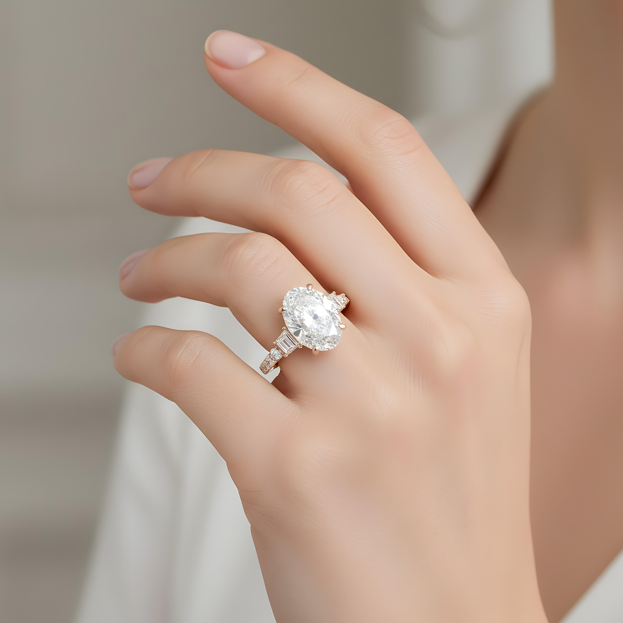 GIA 18K White Gold 5ct Oval Cut Diamond Engagement Ring 7.44ctw