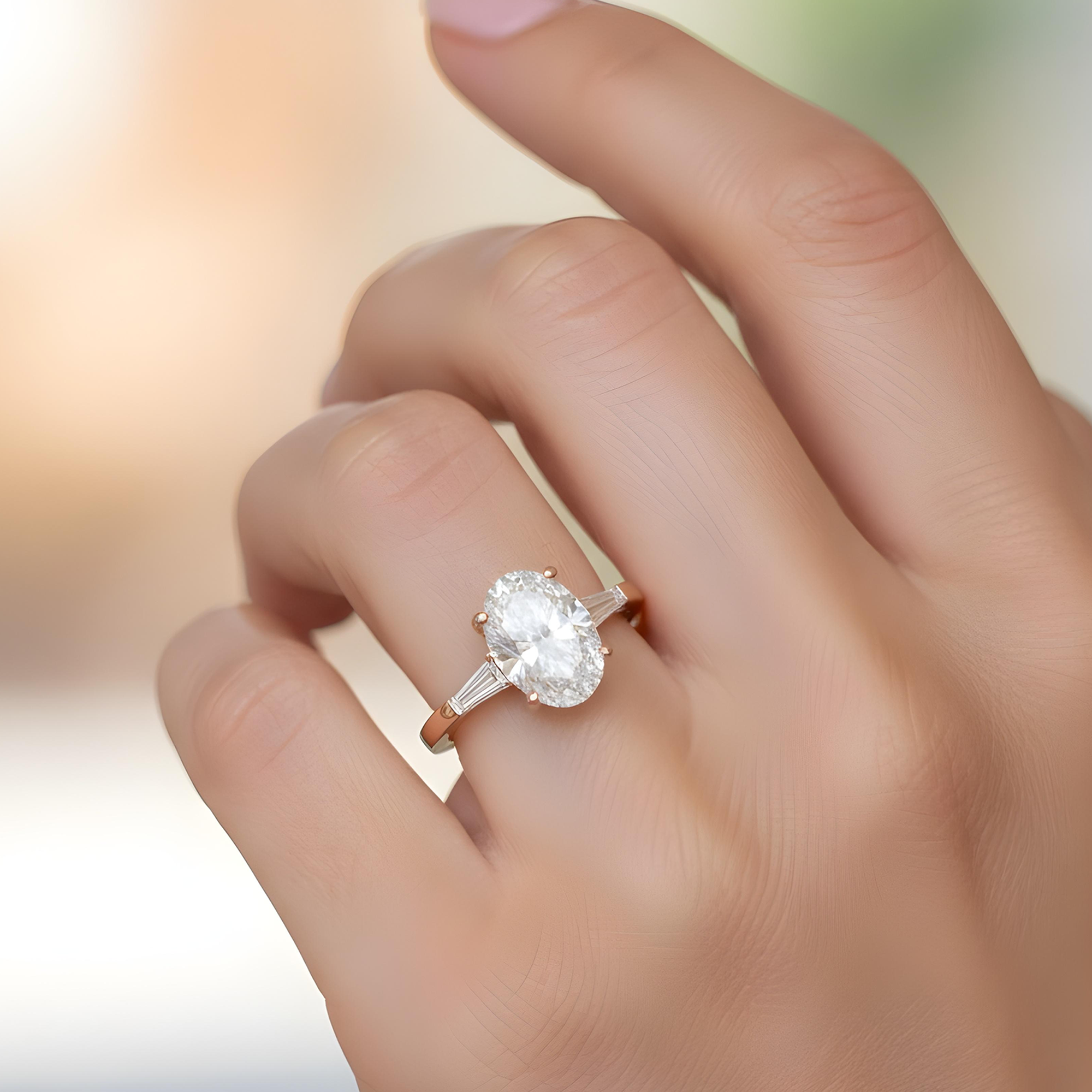 GIA 18K White Gold 5.52ct Oval Cut Triple Diamond Engagement Ring 6.02ctw