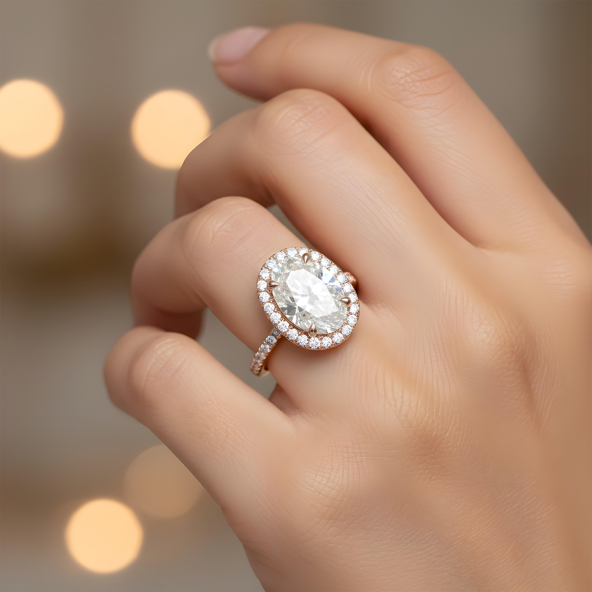 GIA 18K White Gold 4.01ct Oval Cut Diamond Engagement Ring 4.84ct