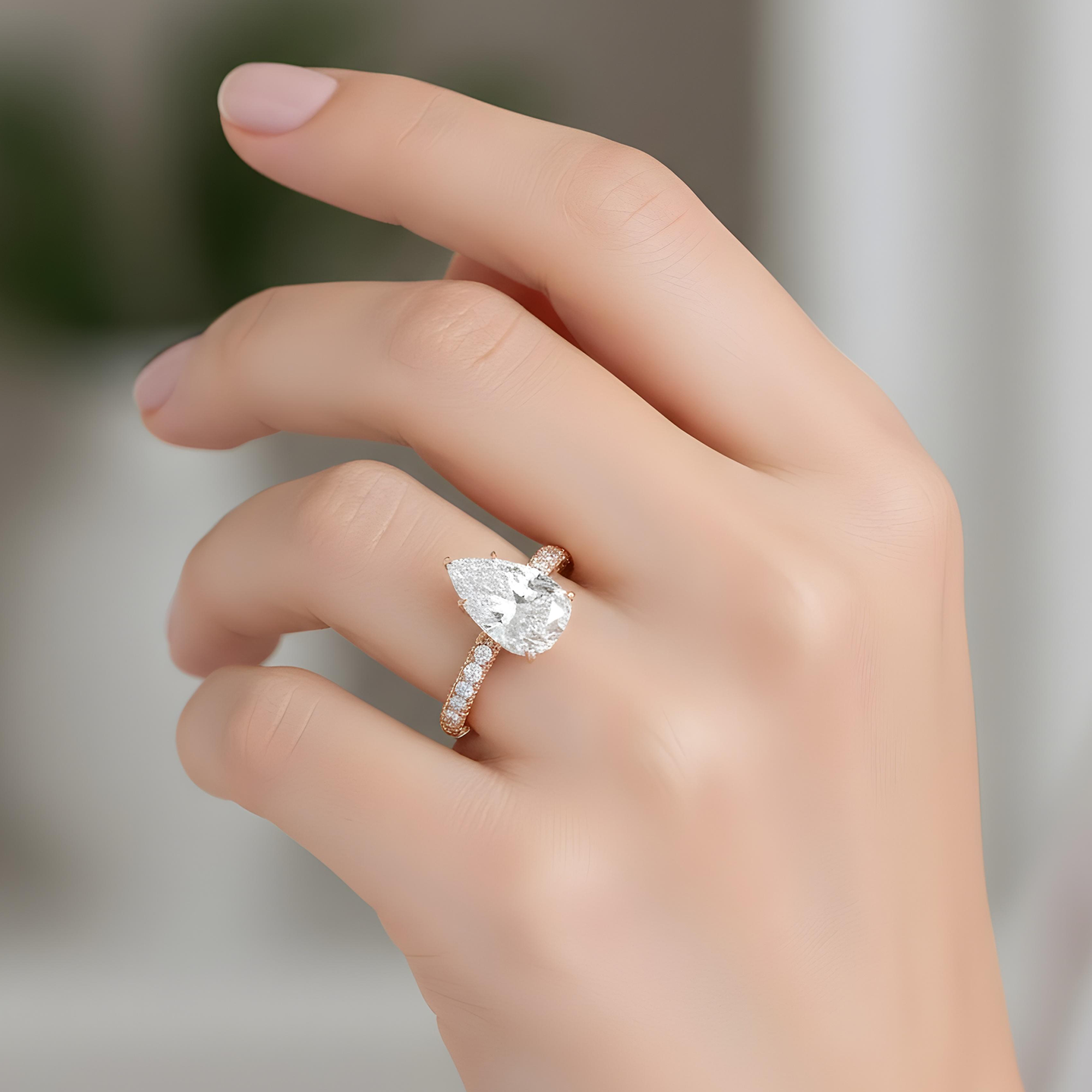 GIA Platinum 5.02ct Pear Cut Diamond Engagement Ring 6.78ctw