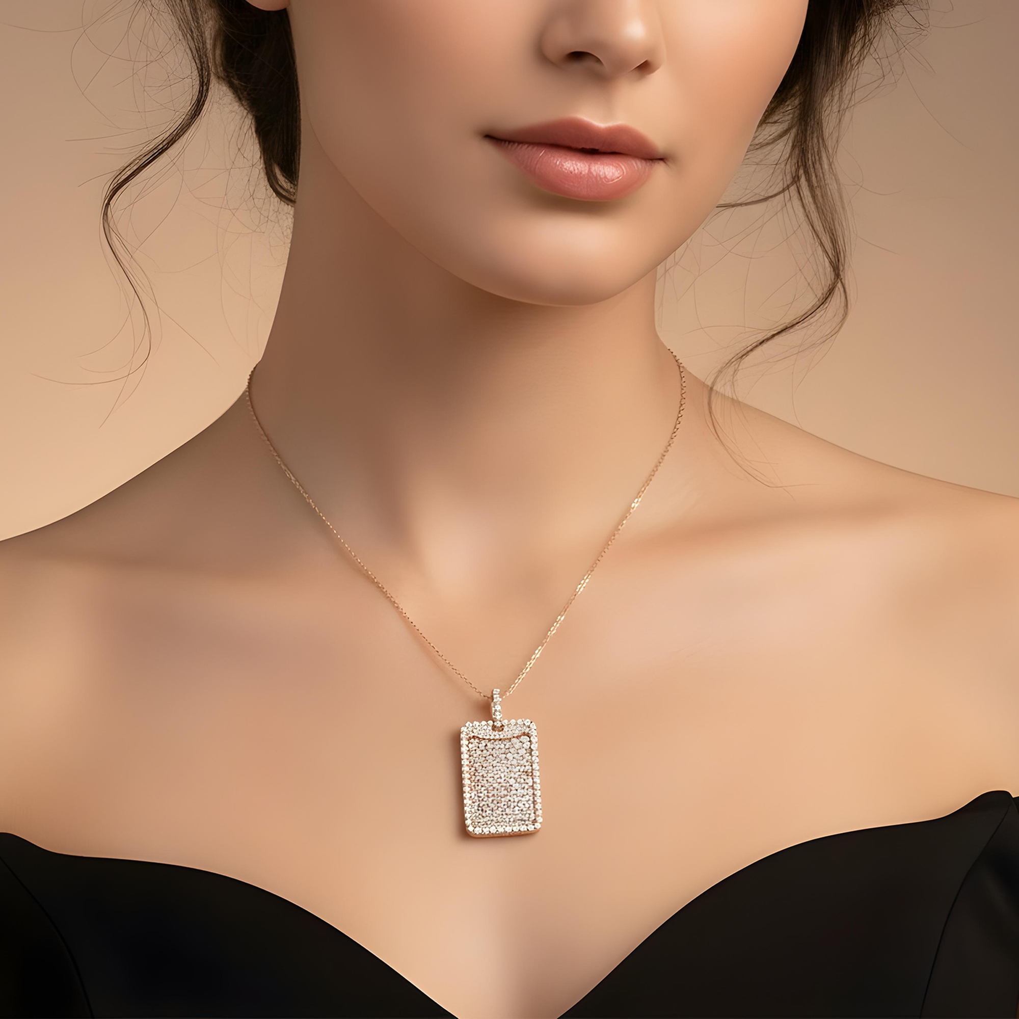 14K Yellow Gold Emerald & Round Diamond Dog Tag Pendant 11.75ct