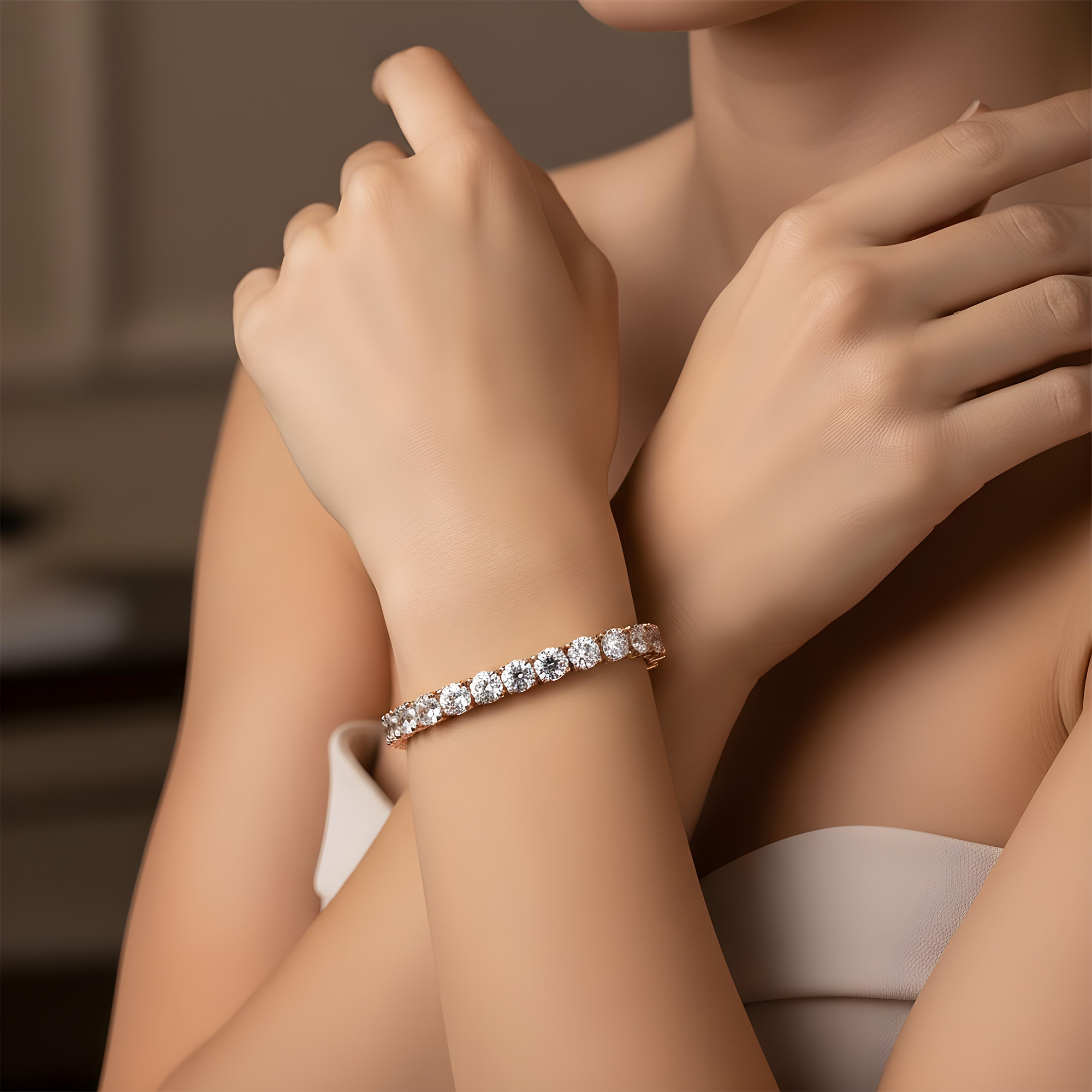 14K White Gold Round Diamond Tennis Bracelet 22.10ct
