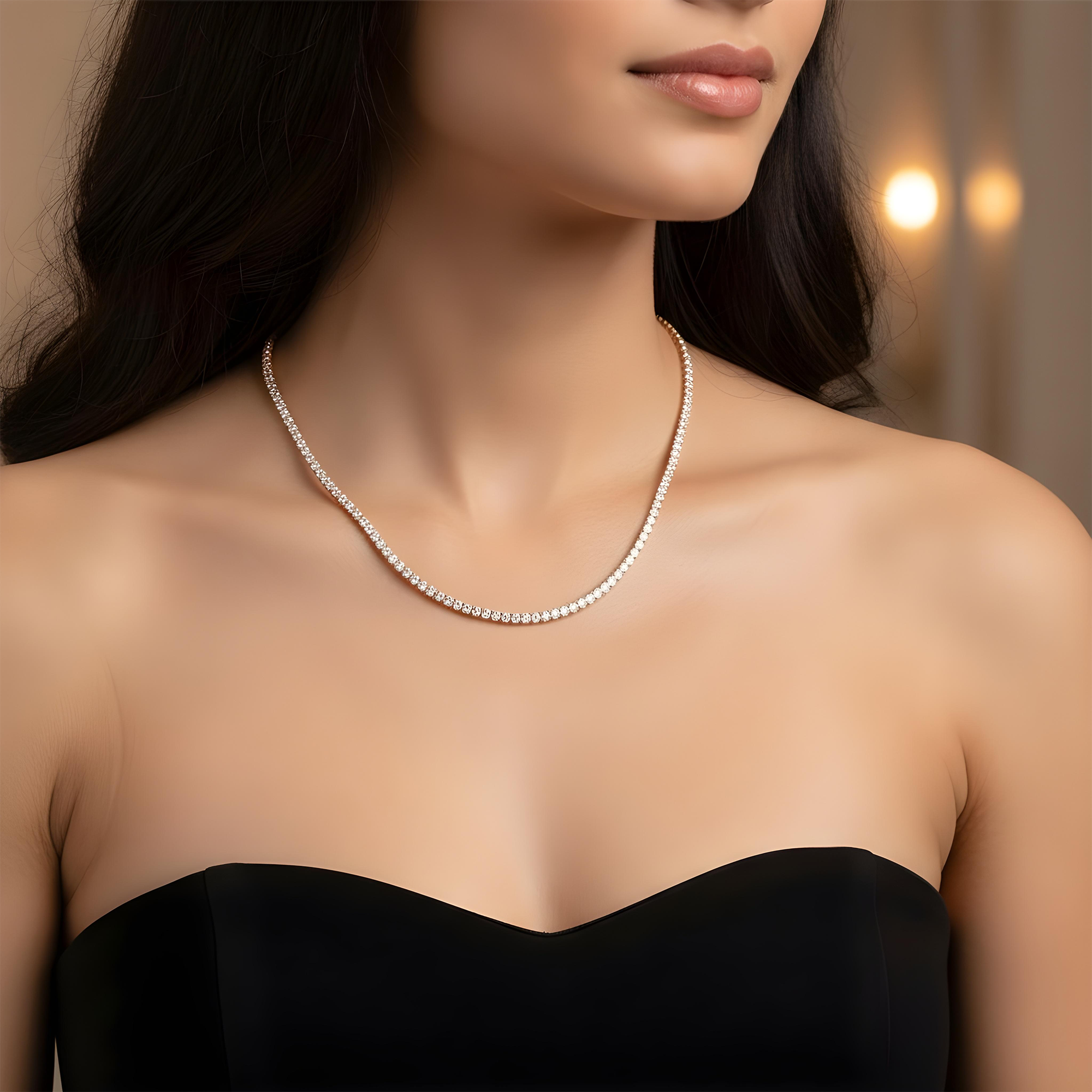 14K White Gold Round Diamond Tennis Chain 5.68ct (16"-24")