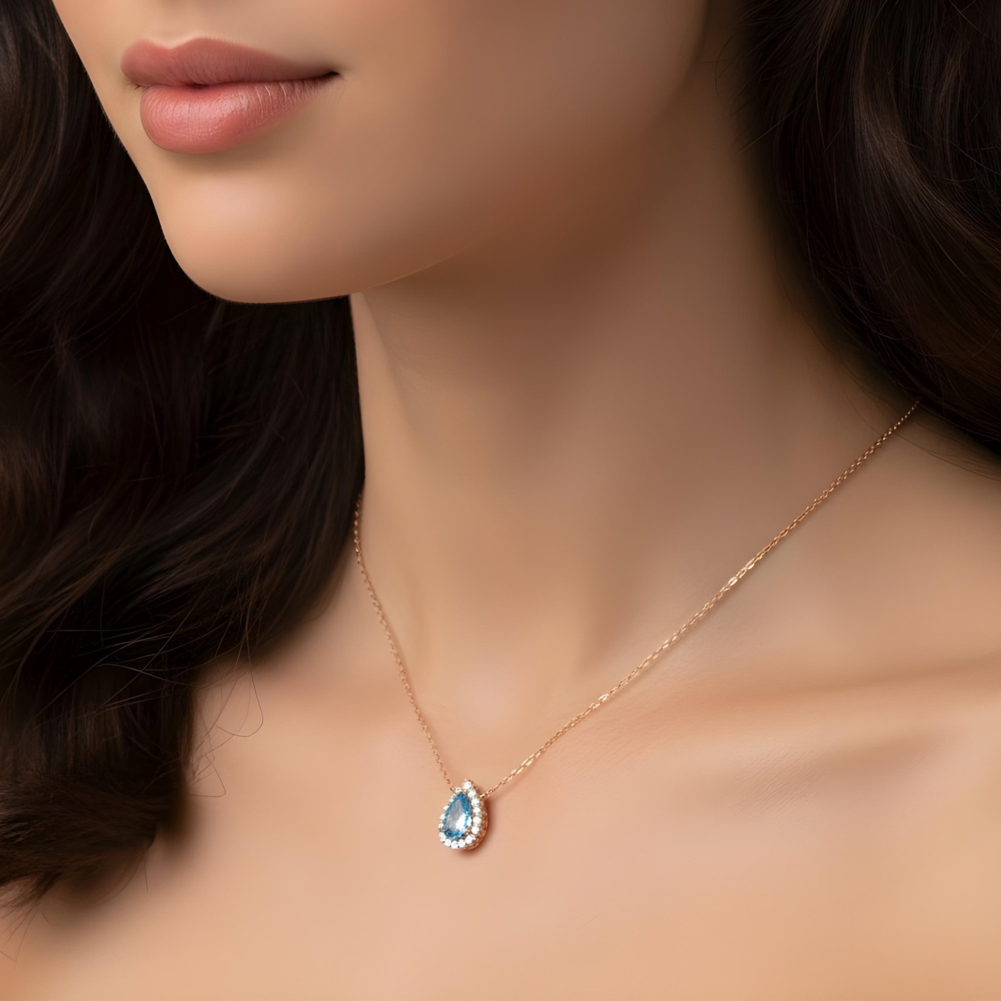 18K White Gold Pear Cut Fancy Vivid Blue Diamond Mini Pendant Necklace 1.30ctw