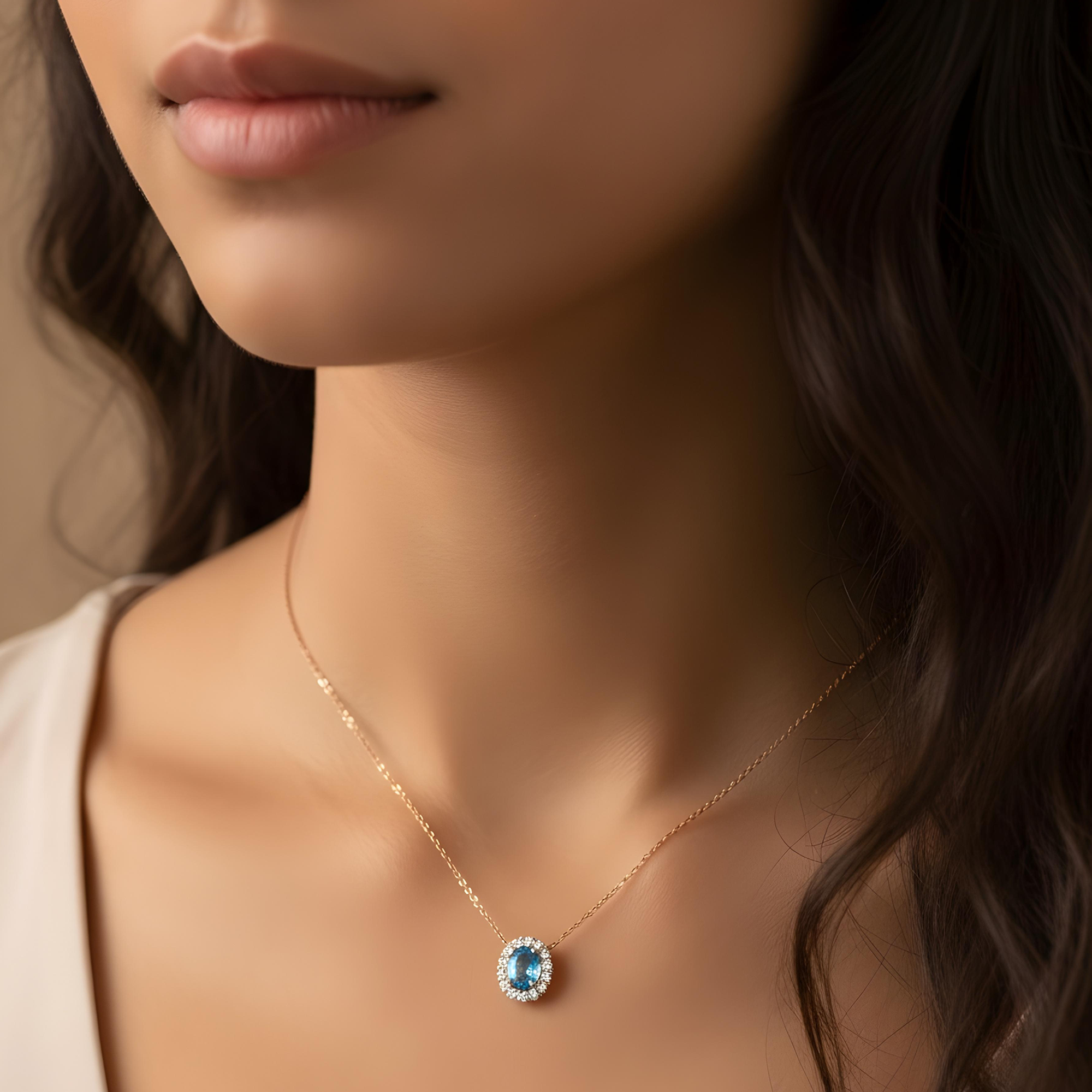 18K White Gold Oval Cut Fancy Vivid Blue Diamond Mini Pendant Necklace 1.38ctw