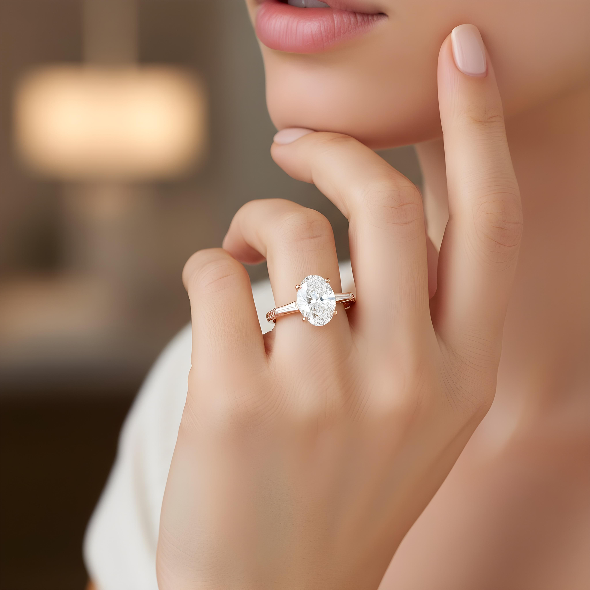 18K White Gold 4.35ct Oval Cut Diamond Engagement Ring 5.11ctw