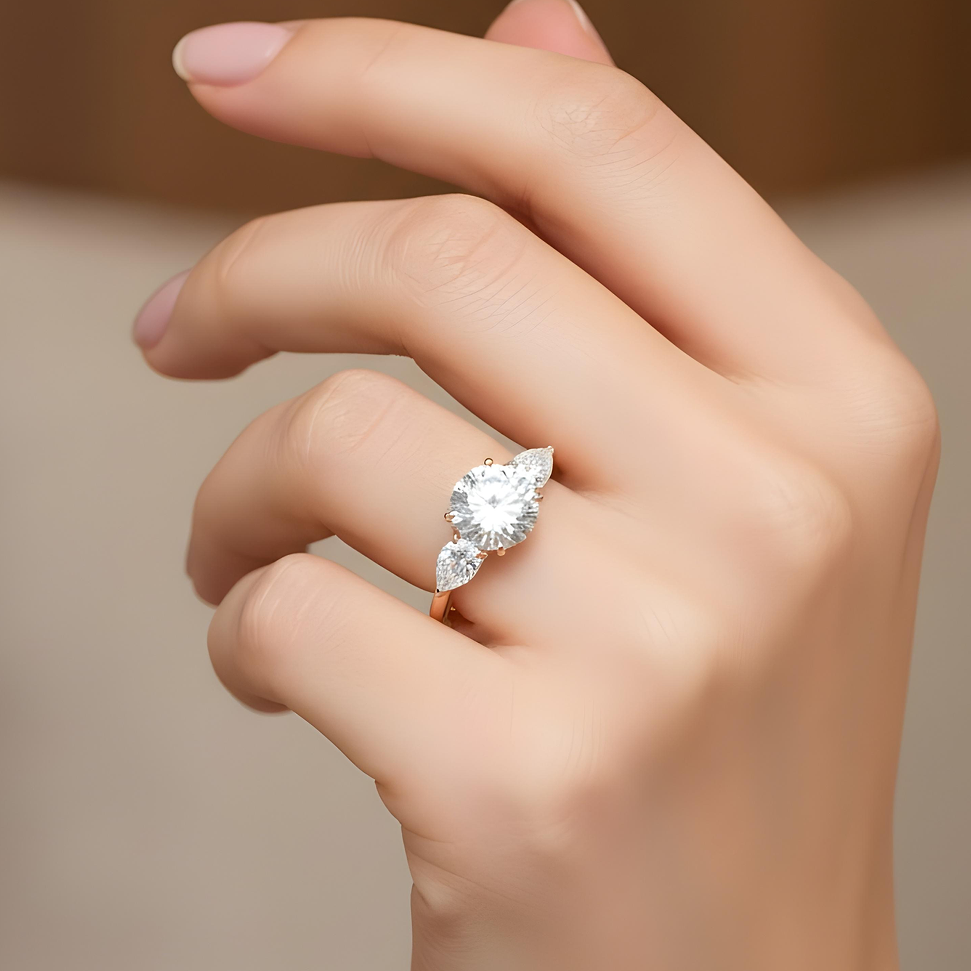 GIA 14K White Gold 4.86ct Round Diamond Triple Engagement Ring 6.47ctw