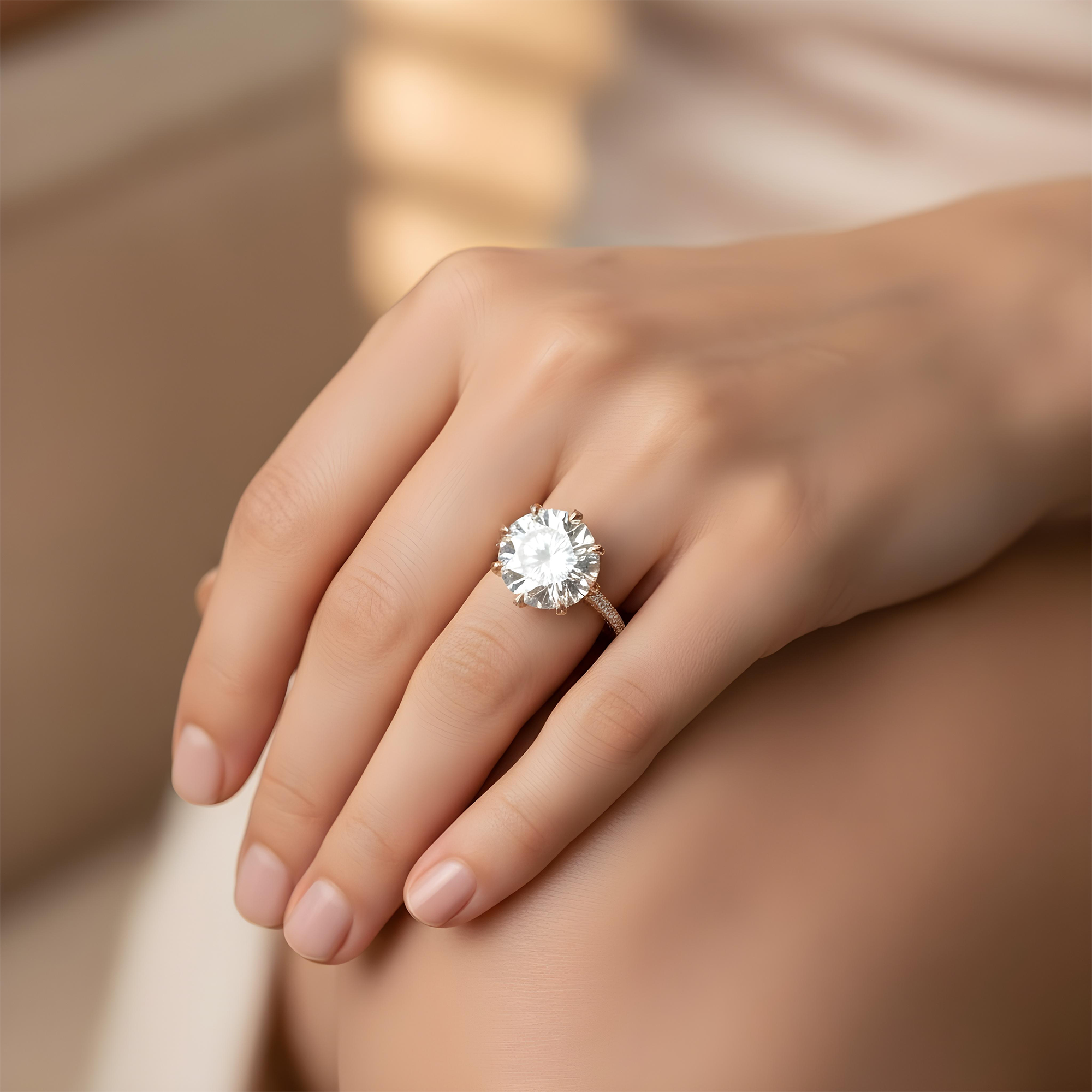 Platinum 13.65ct Round Diamond Engagement Ring 14.61ctw