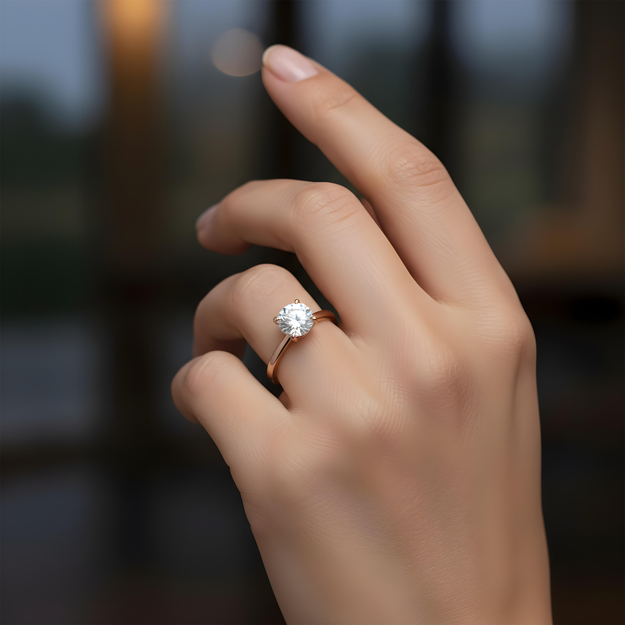 14K Rose Gold Round Solitaire Diamond Engagement Ring 1.16ct