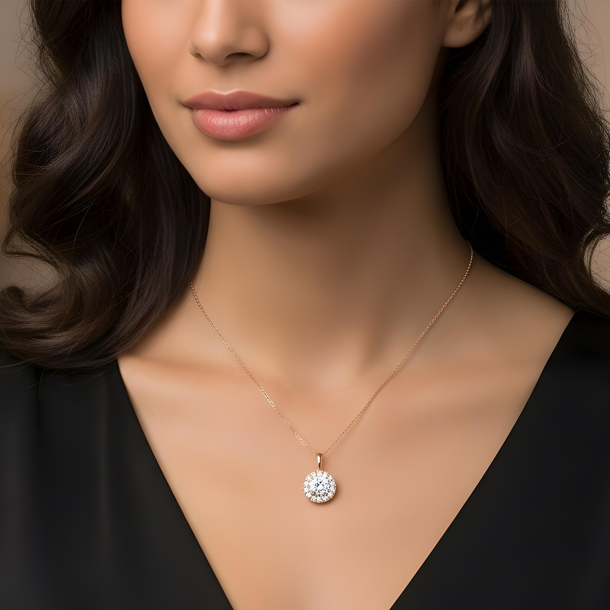 IGI 18K White Gold Round Diamond Pendant & Chain Necklace 2.77ct