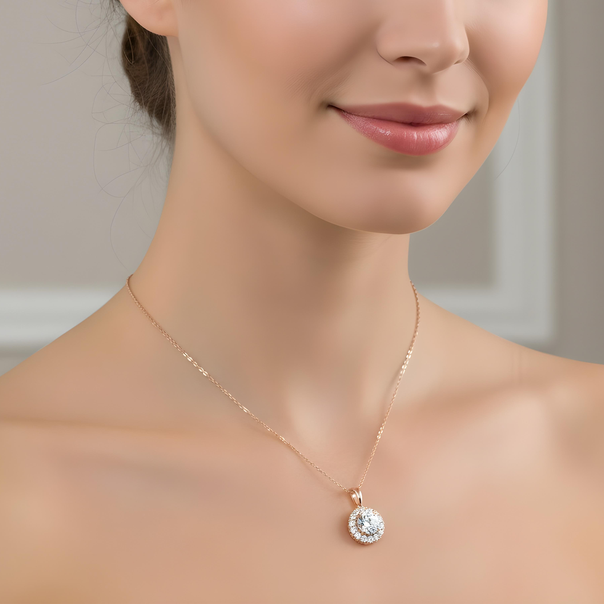 14K & 18K White Gold Round Diamond Pendant & Chain Necklace 2.07ct