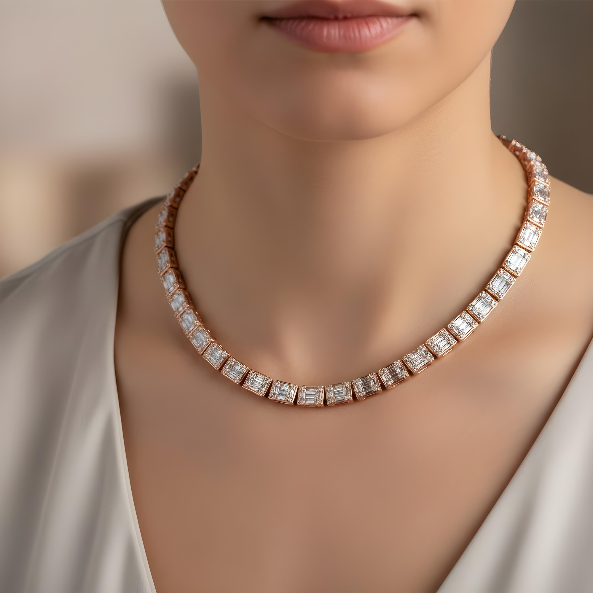 14K Yellow Gold Baguette & Round Diamond Chain 22.33