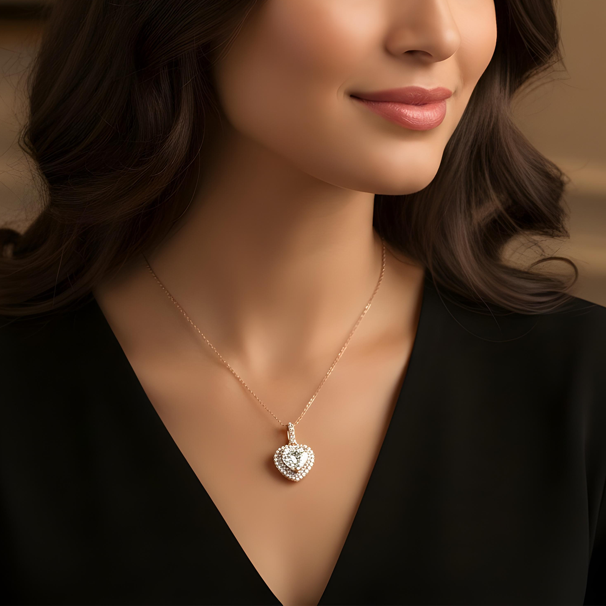 14K & 18K White Gold Heart Cut Diamond Pendant Necklace 3.07ctw