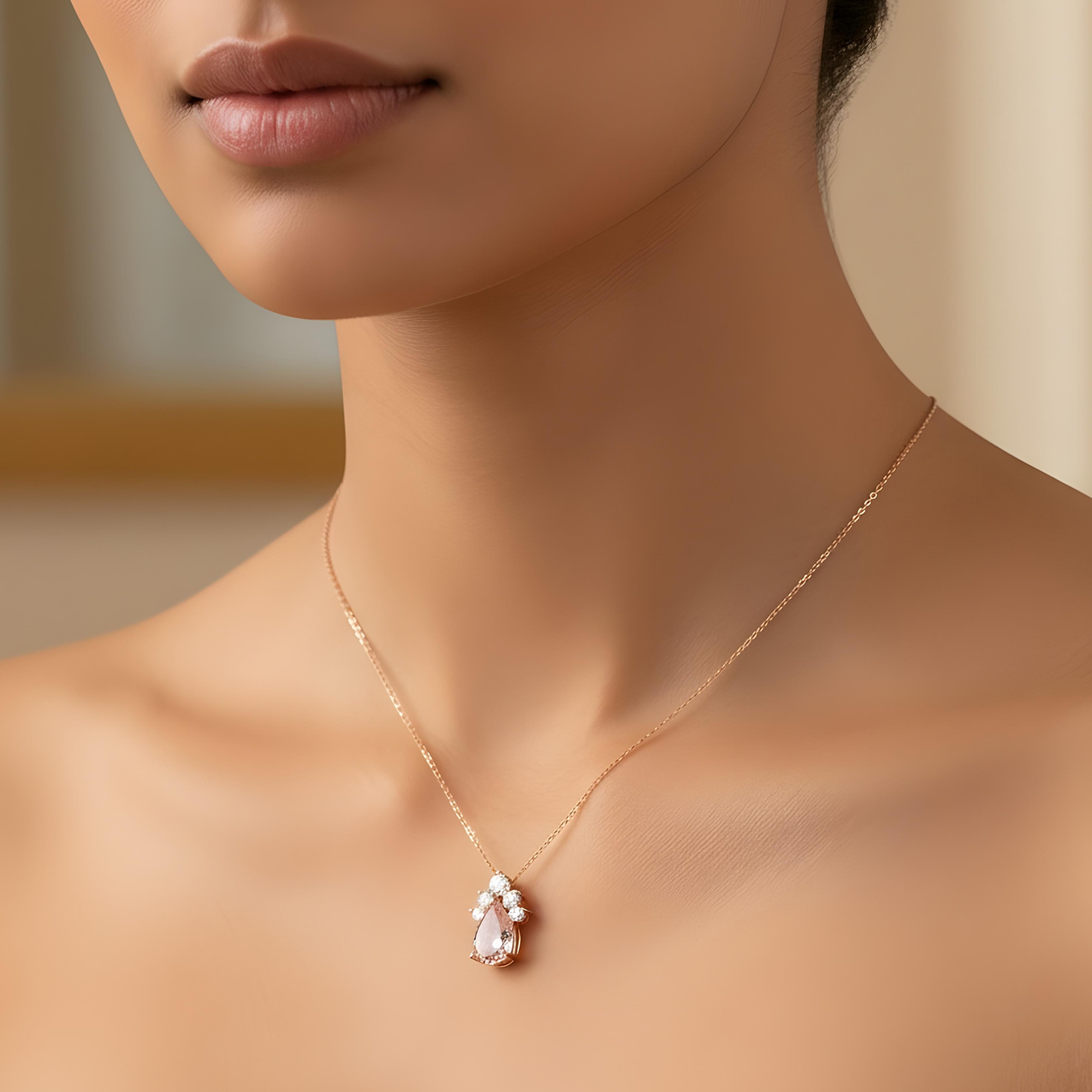 14K & 18K White Gold Pear Cut Fancy Pink Diamond Mini Pendant Necklace 1.87ctw