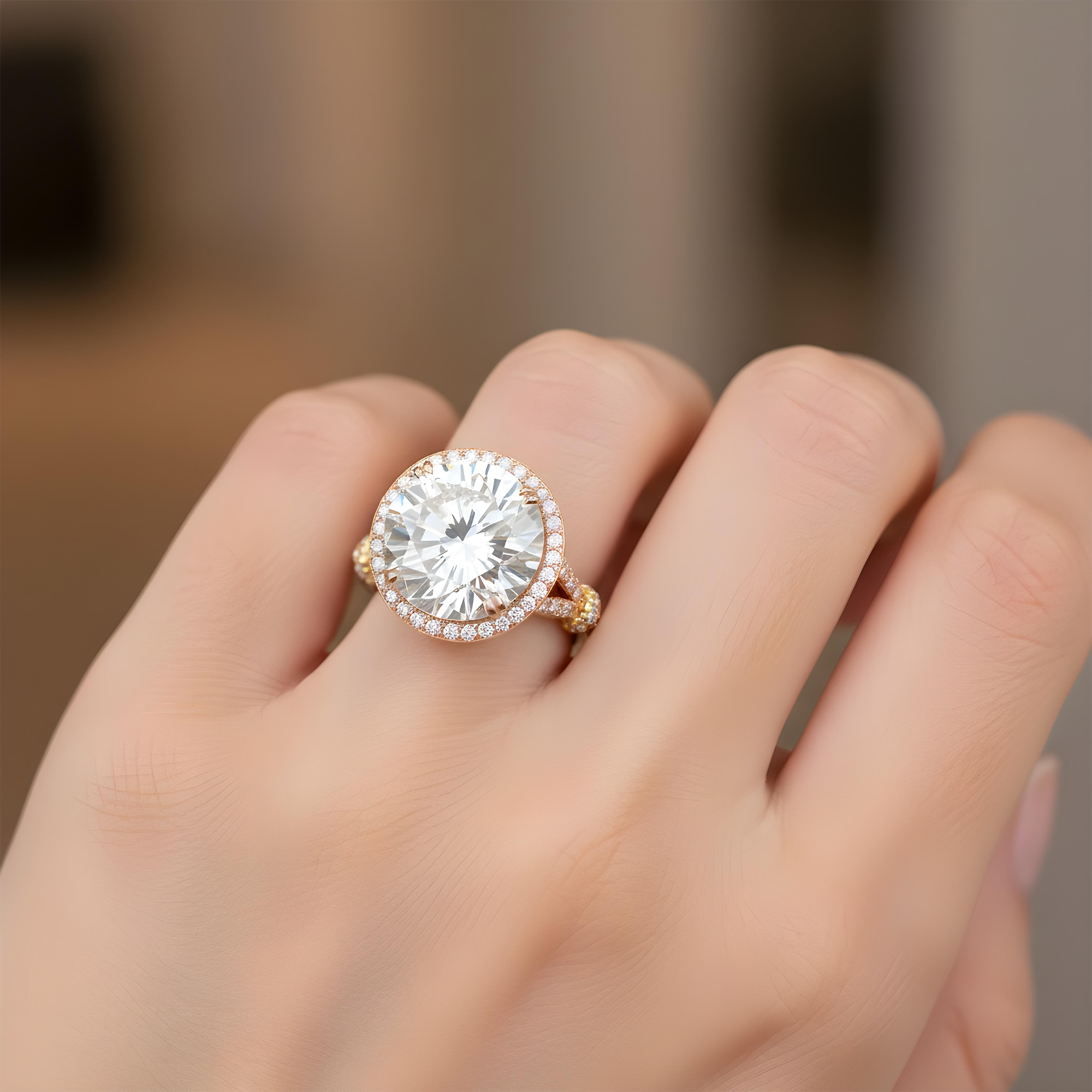 GIA 18K White Gold 14.52ct Round Diamond Engagement Ring 15.87ctw