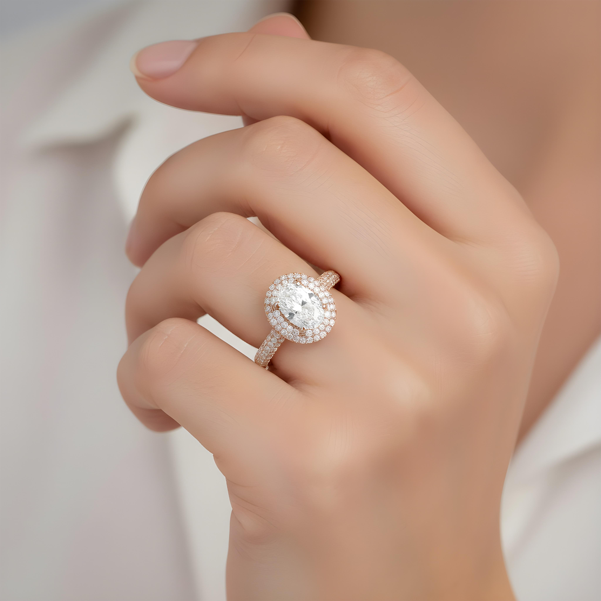 GIA 18K White Gold 1.52 Oval Cut Diamond Engagement Ring 2.58ctw