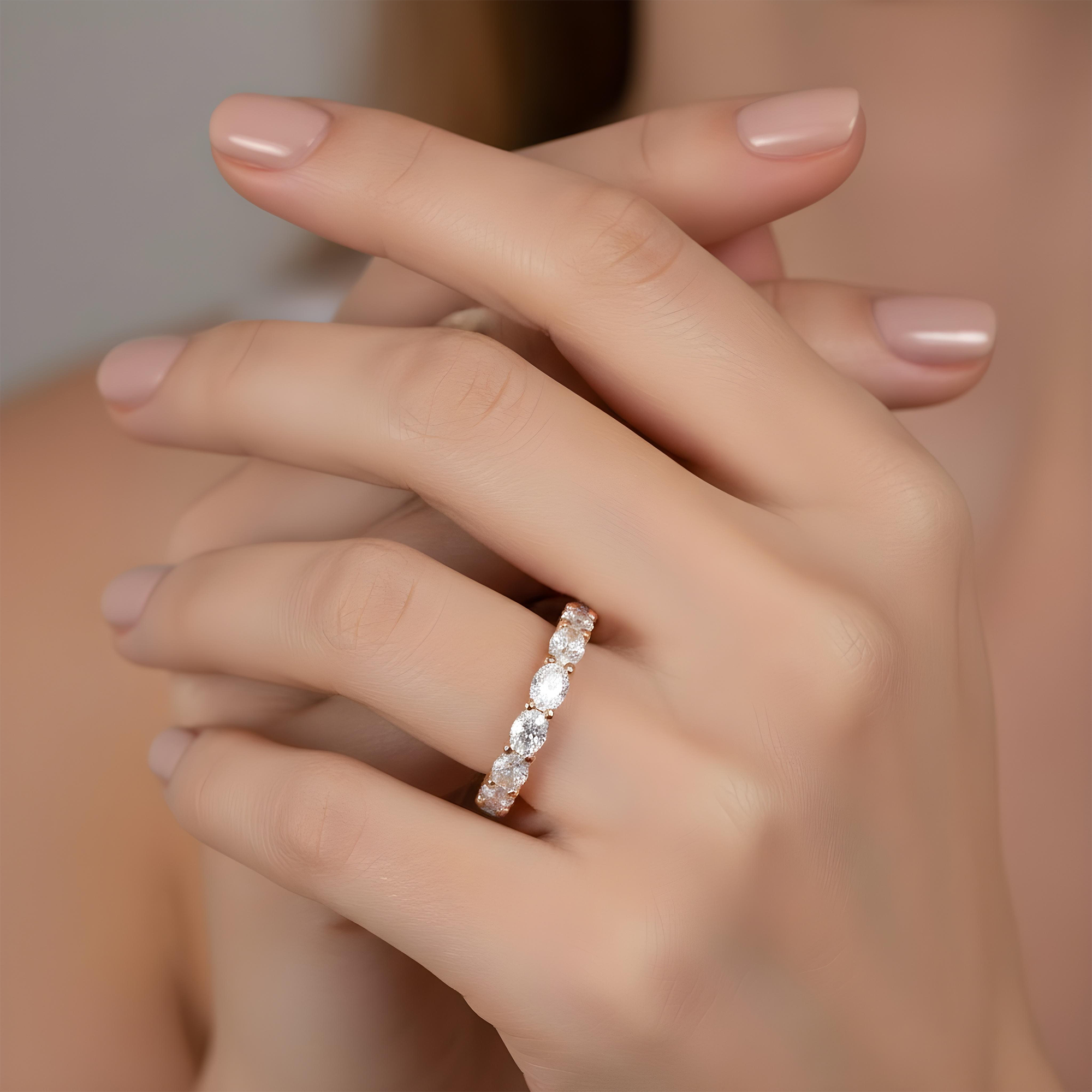 18K White Gold Horizontal Oval Cut Eternity Ring 3.52ct (size 6-8)