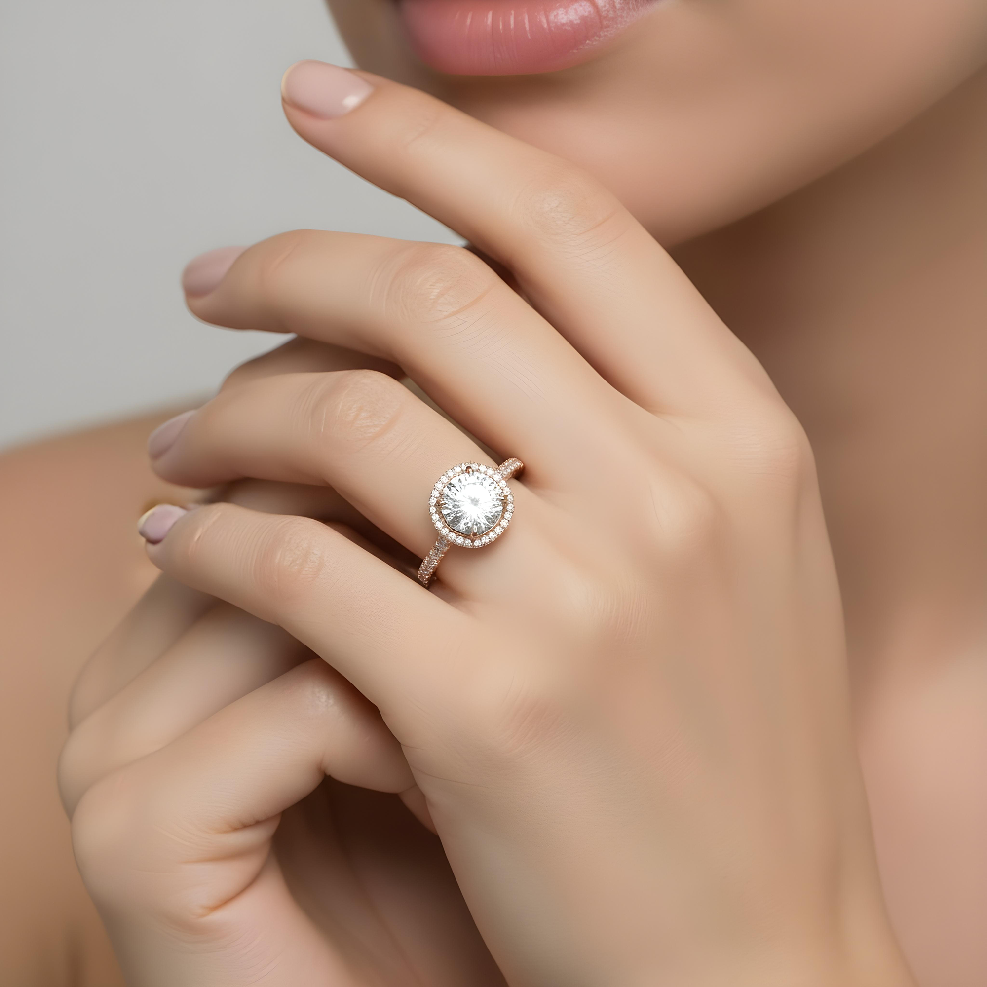 14K White Gold 3.26ctw Round Diamond Engagement Ring 3.96ctw