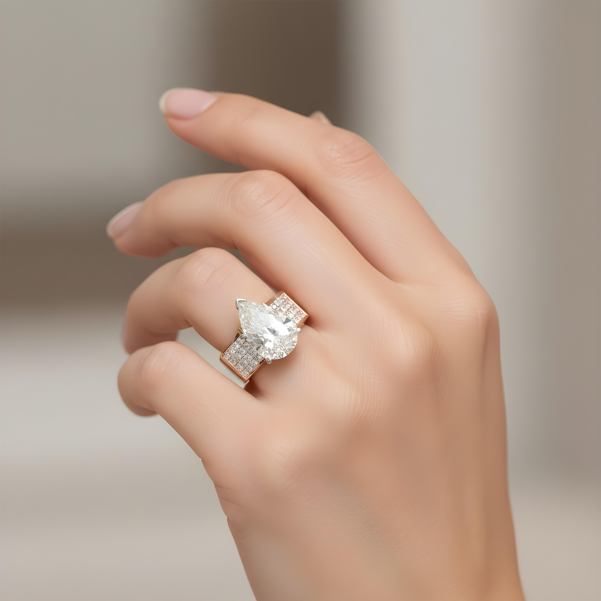 18K Yellow Gold 6.28ct Pear Diamond Engagement Ring 7.92ctw