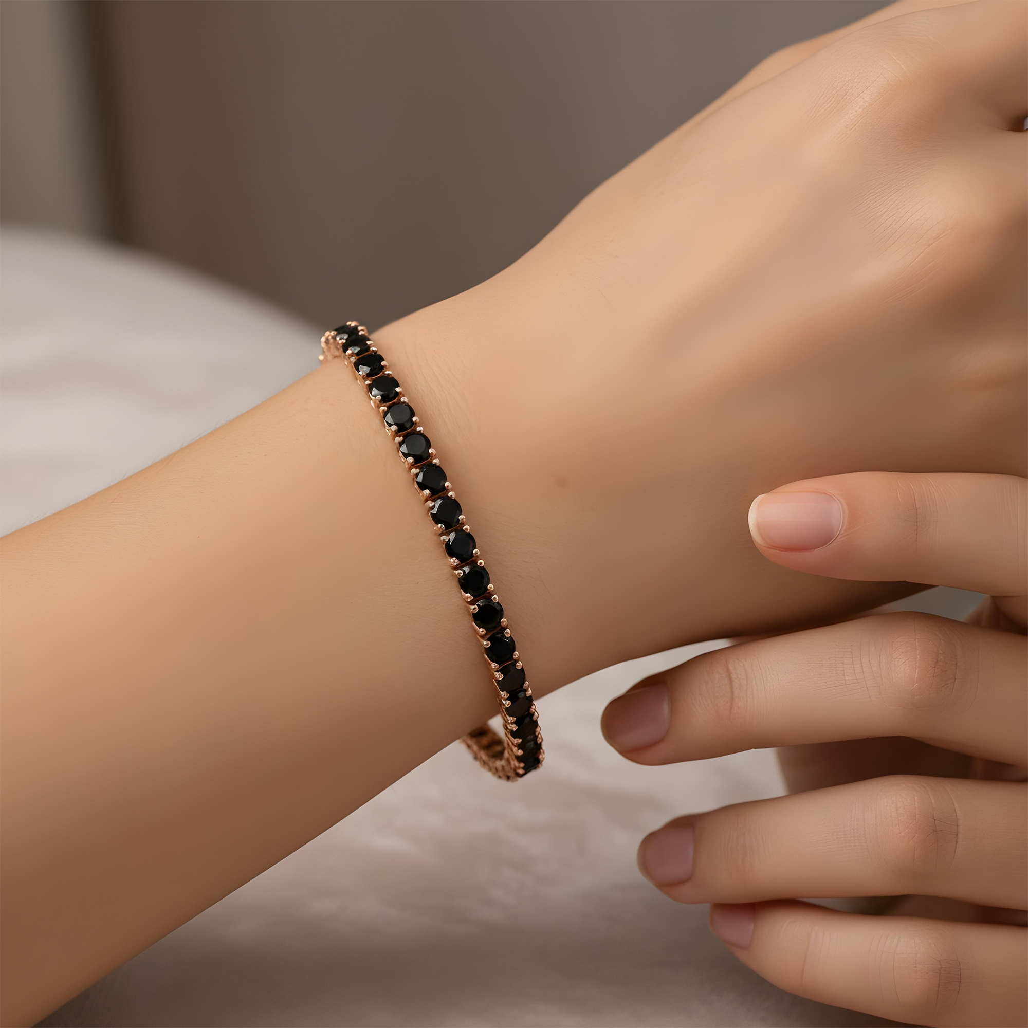 14K Black Gold Black Round Diamond Tennis Bracelet 12.56ct