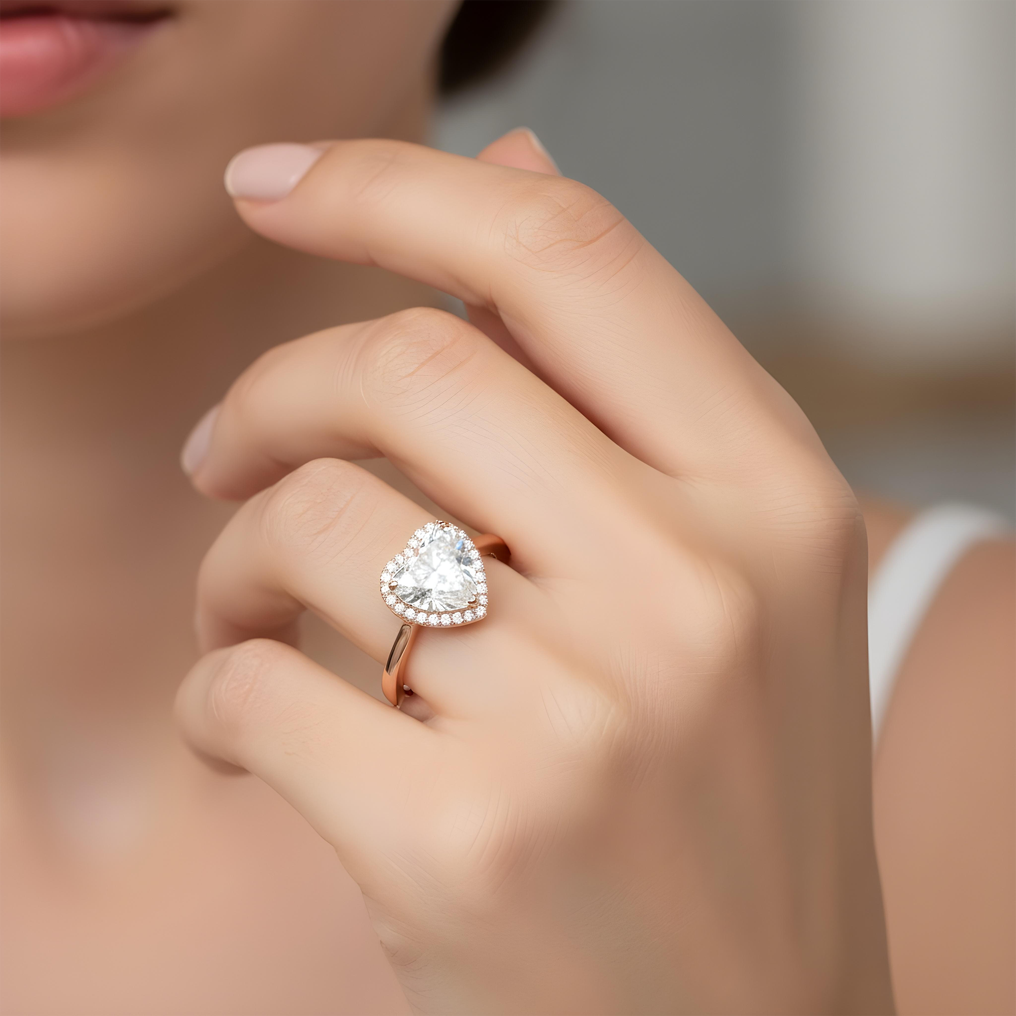 18K White Gold 2.36ct Heart Cut Diamond Engagement Ring 2.52ctw