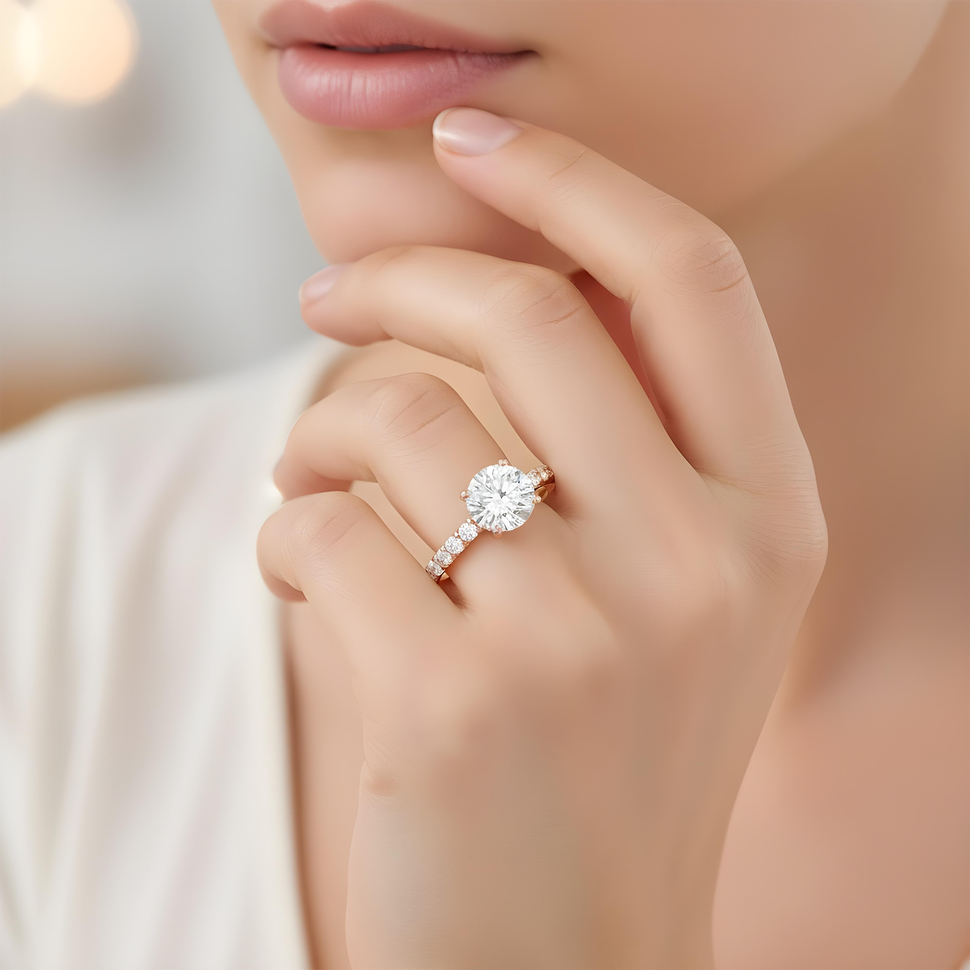 18K White Gold 5ct Round Diamond Engagement Ring 7.02ctw