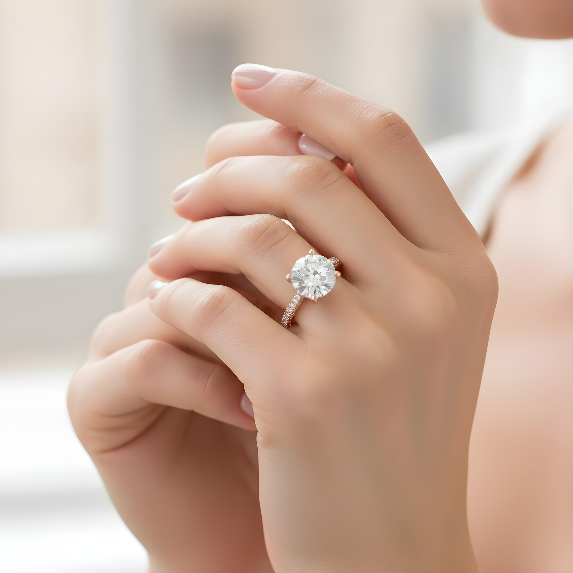 18K White Gold 5.22ct Round Cut Diamond Engagement Ring 7.0ctw