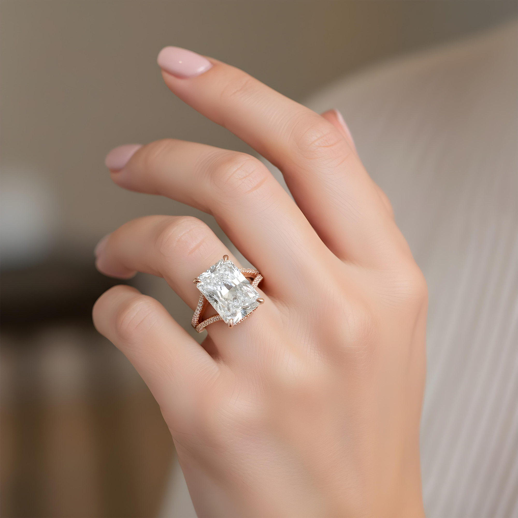 Platinum 9.01ct Radiant Cut Diamond Engagement Ring 10.01ctw