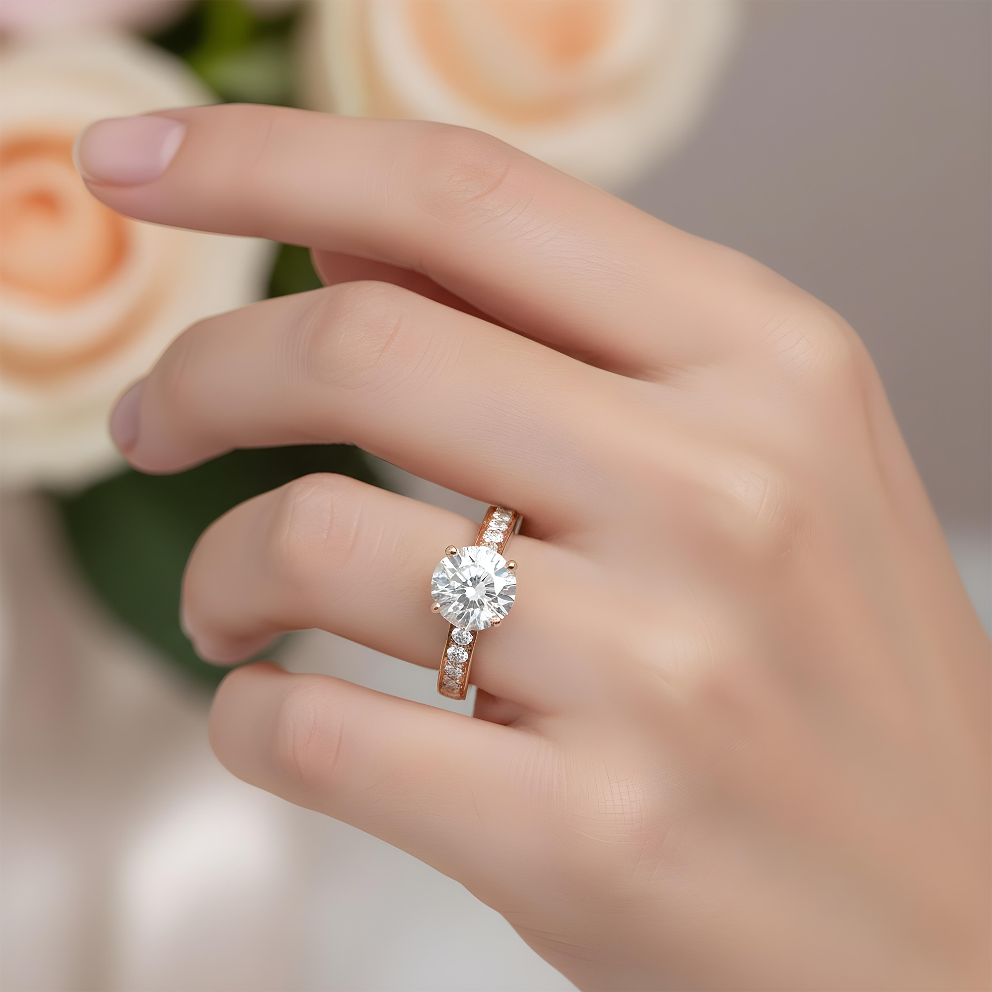 GIA 14K White Gold 2ct Round Cut Diamond Engagement Ring 2.20ctw