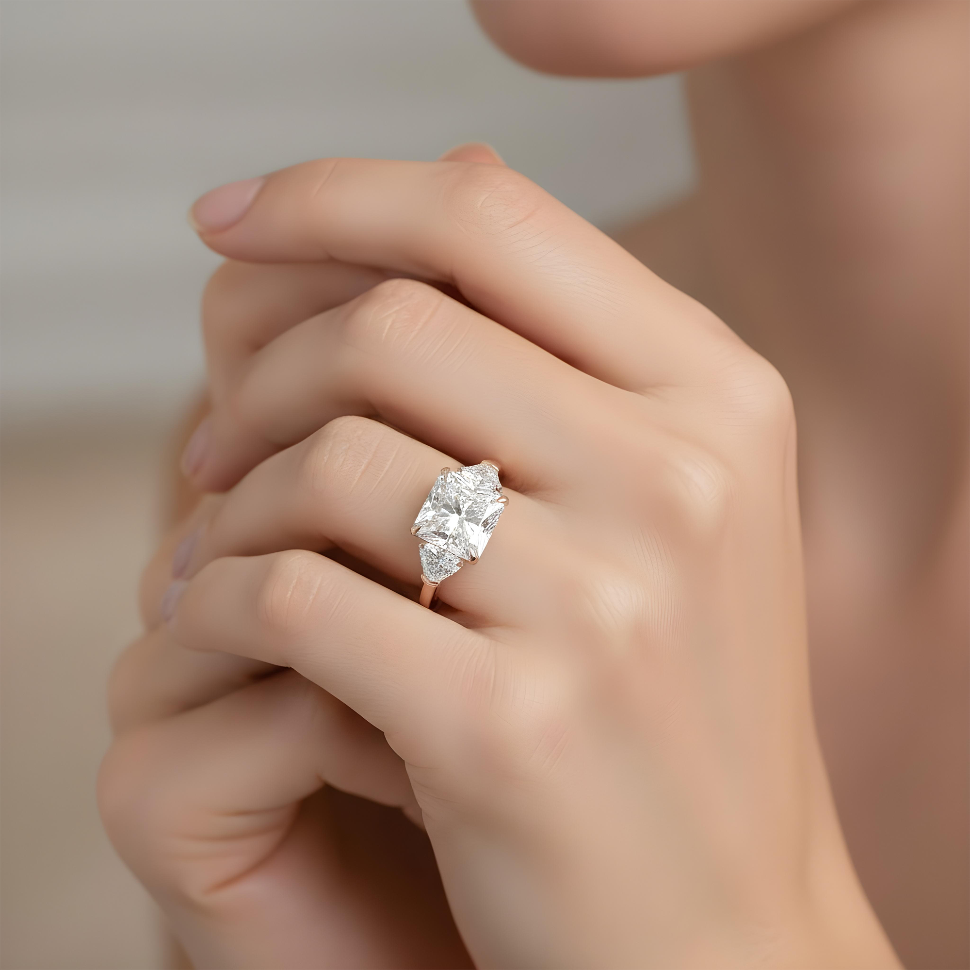 Platinum 7ct Square Radiant Cut Diamond Engagement Ring 8.54ctw