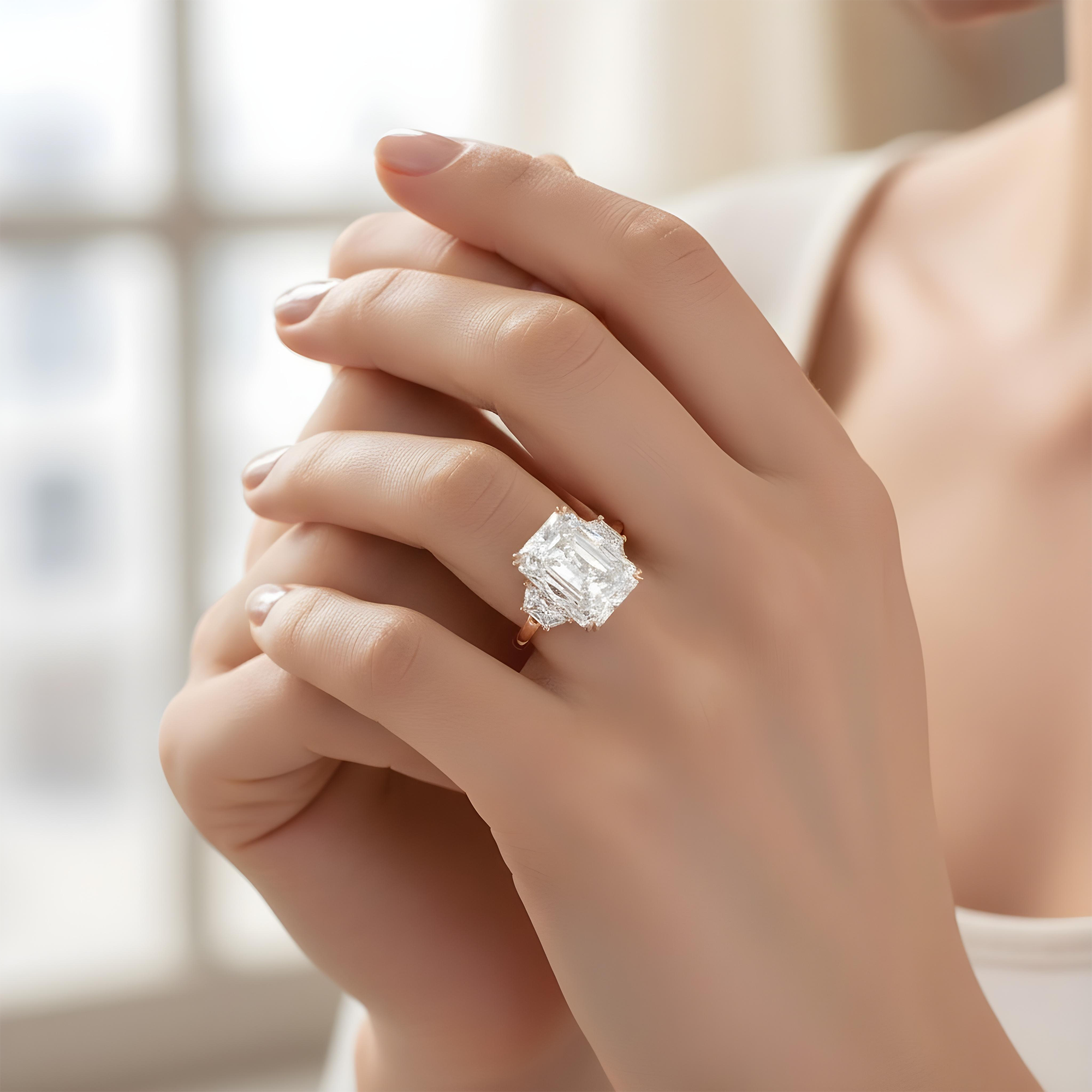 GIA 18K White Gold 20.01ct Radiant Cut Triple Diamond Engagement Ring 22.35ctw