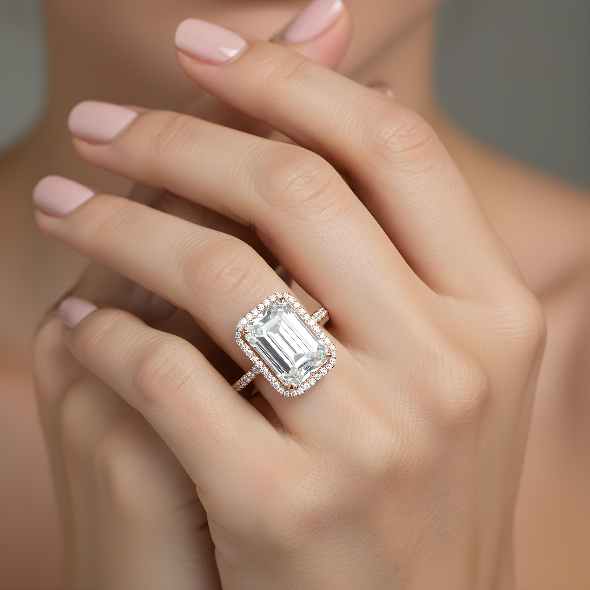 Platinum 10.17ct Emerald Cut Diamond Engagement Ring 11.07ctw
