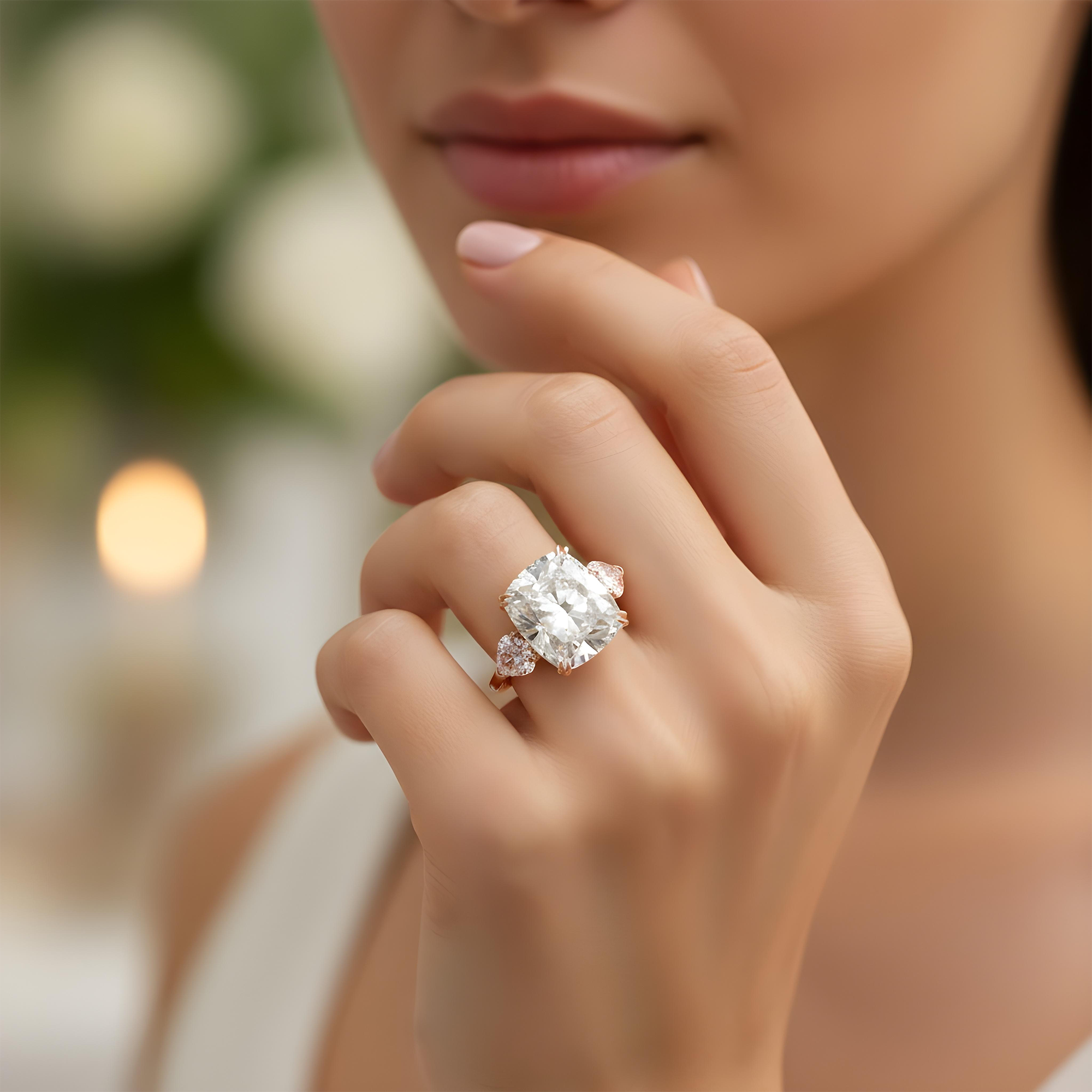 Platinum 20.07ct Cushion Cut & Pink Pear Triple Diamond Engagement Ring 24.09ctw (3 IGI)
