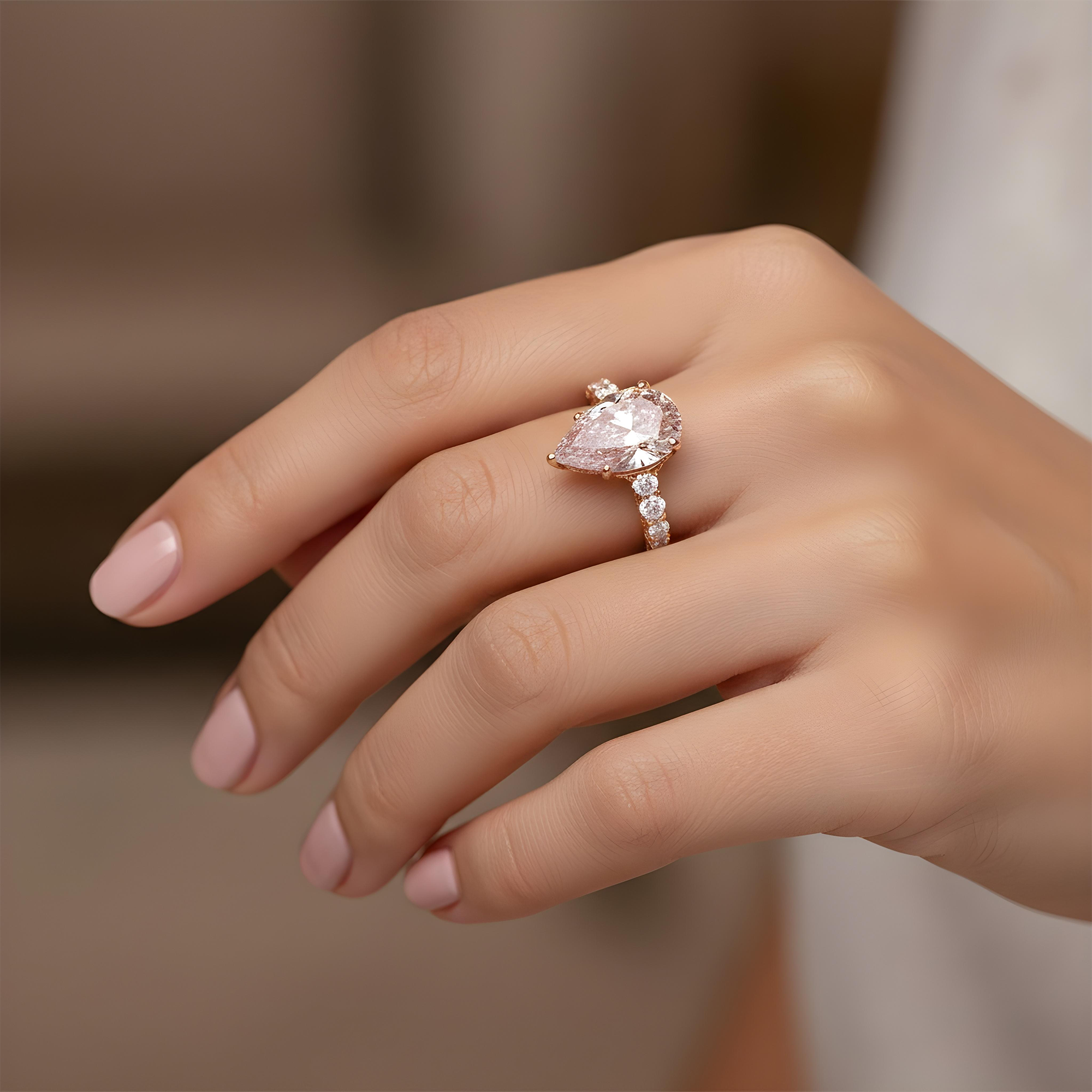 GIA 18K White Gold 10ct Pear Cut Fancy Intense Pink Diamond Ring 12.70ctw