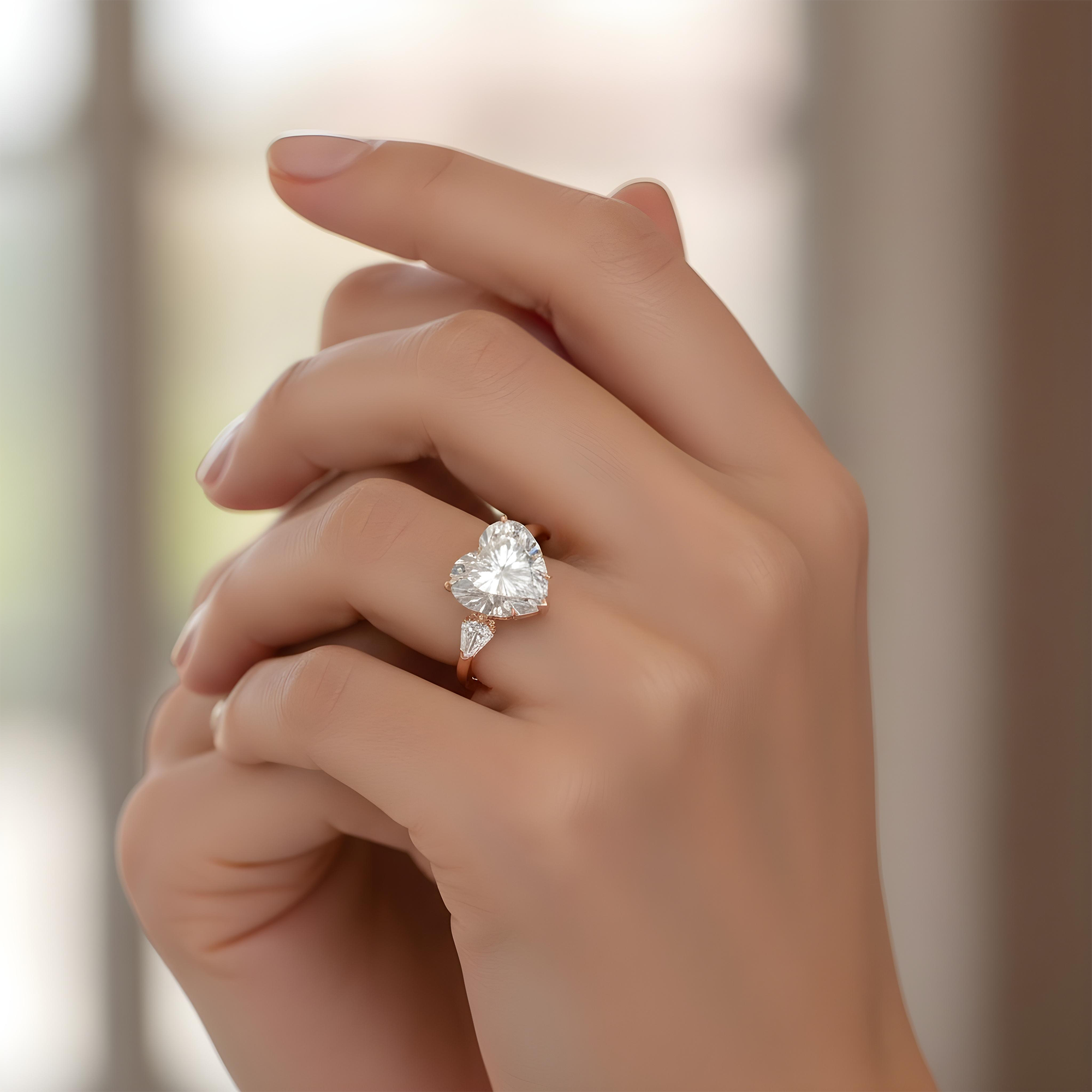 Platinum 11.46ct Heart Cut Diamond Engagement Ring 13.91ctw