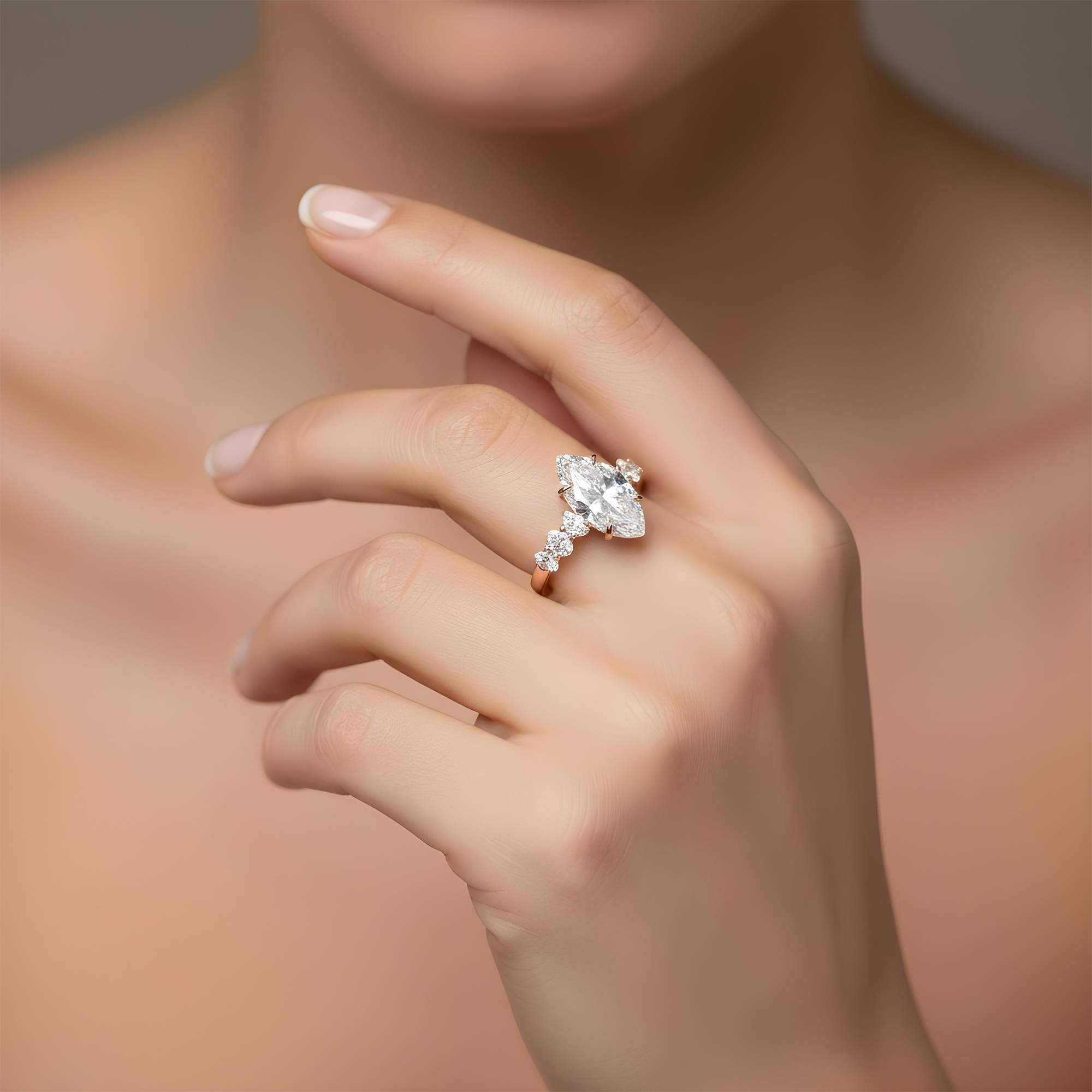 IGI 18K White Gold 8.03ct Marquise Cut Diamond Engagement Ring 10.78ctw