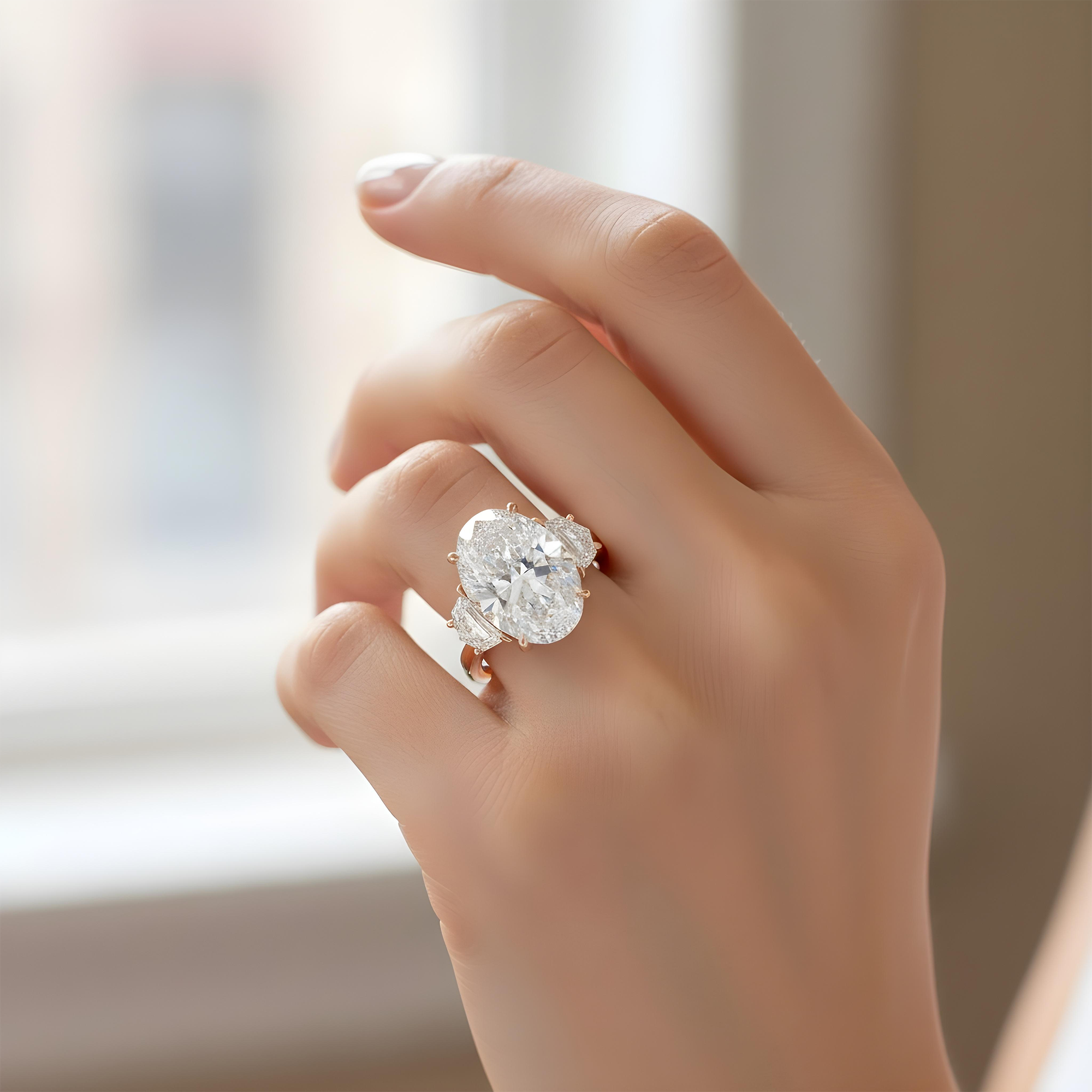 Platinum 15.25ct Oval Cut Diamond Engagement Ring 17.14ctw